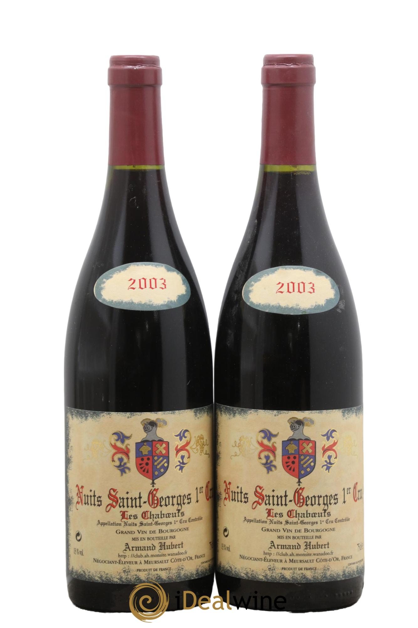 Nuits-Saint-Georges 1er Cru Les Chaboeufs Hubert Armand 2003 - Lotto di 2 bottiglie - 0