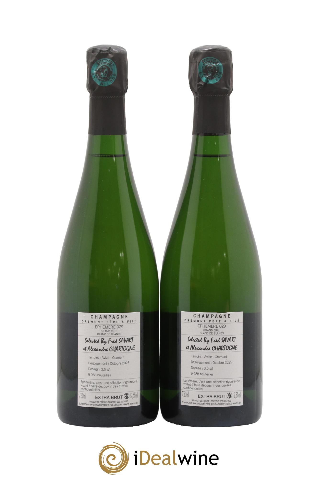 Champagne Ephémère 029 Selected by Fred Savart & Alex Chartogne Champagne Drémont - Lot of 2 bottles - 1