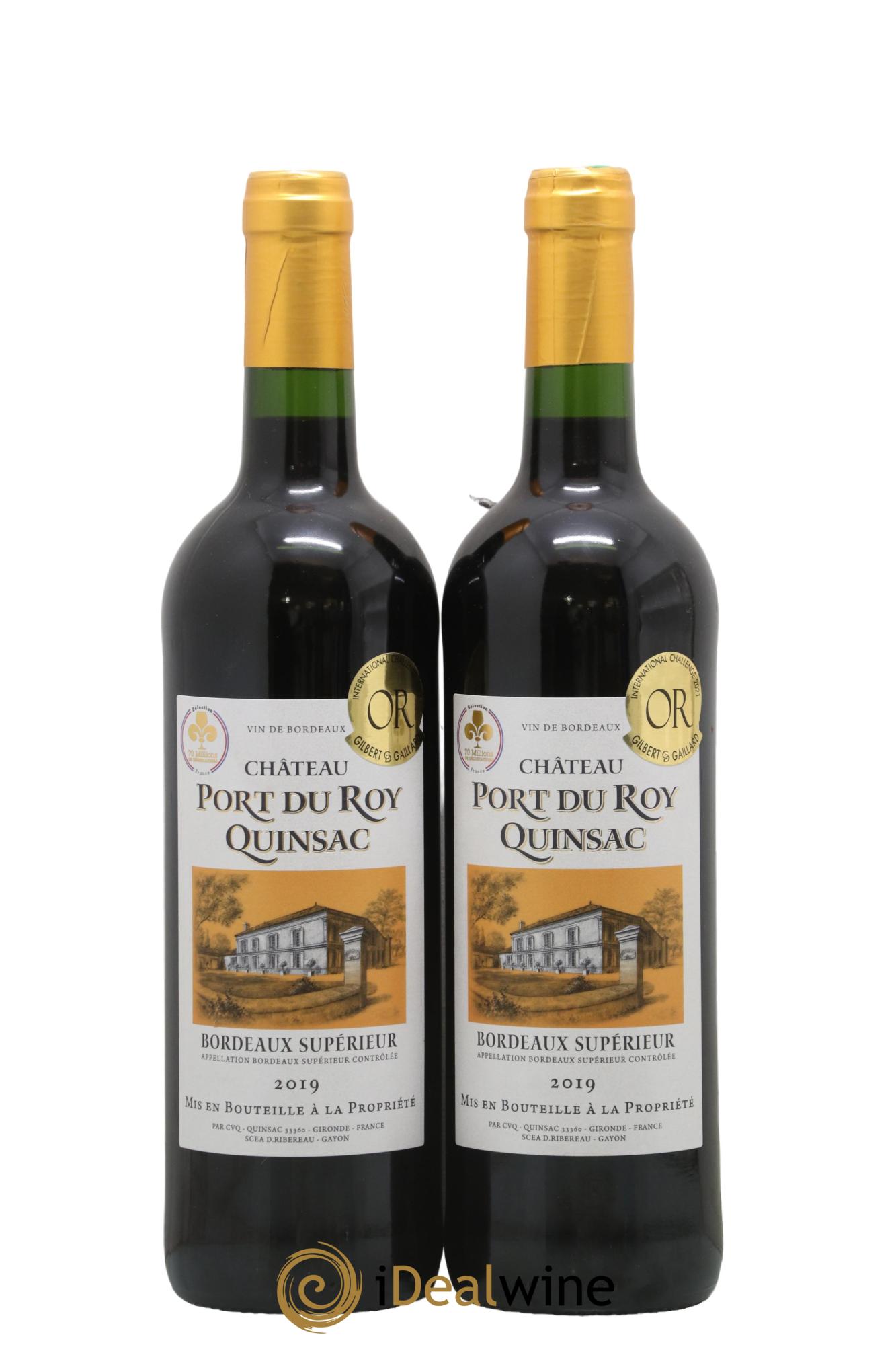 Bordeaux Supérieur Château Port du Roy Quinsac 2019 - Lot de 2 bouteilles - 0