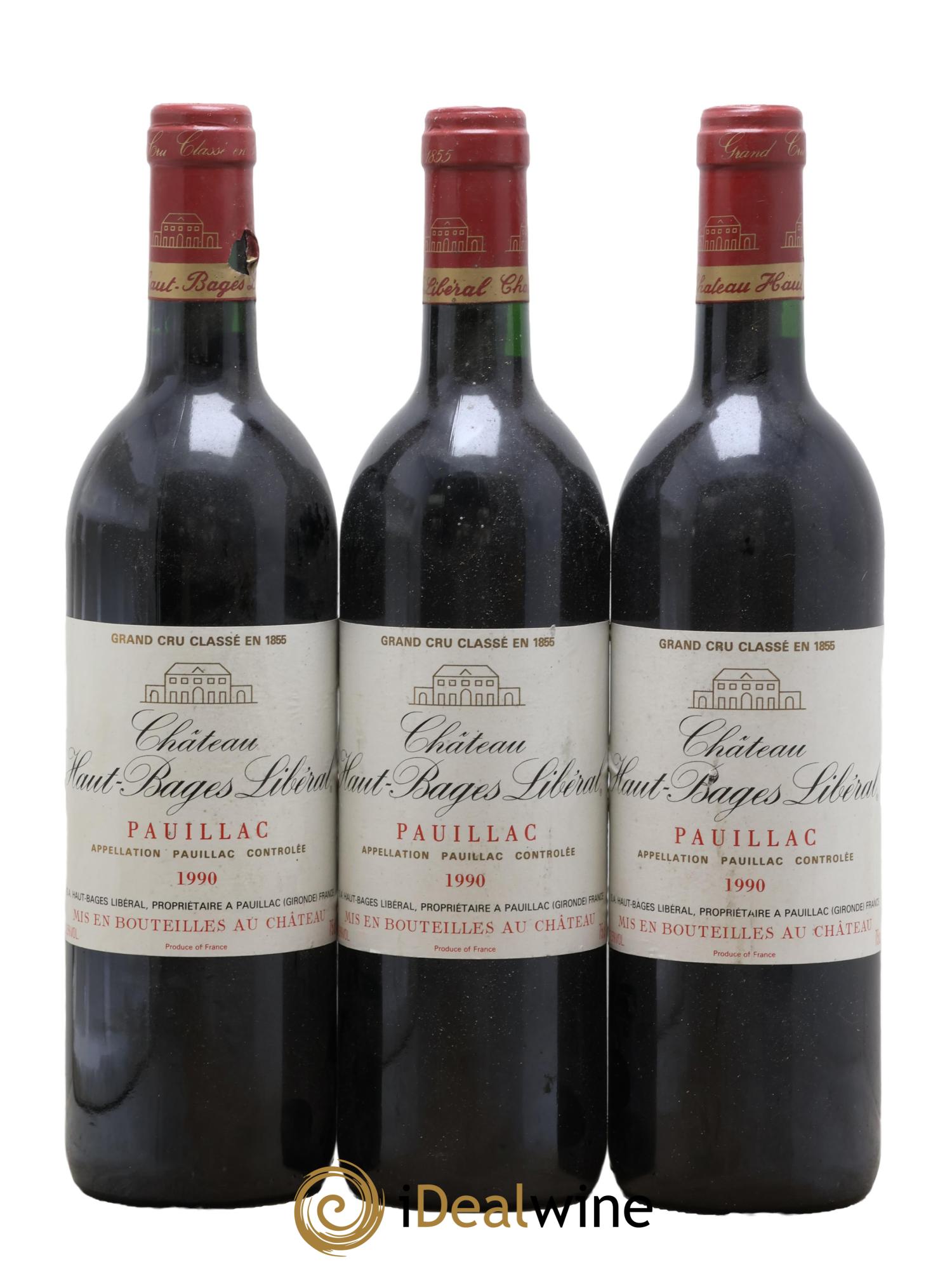 Château Haut Bages Libéral 5ème Grand Cru Classé 1990 - Lot de 3 bouteilles - 0