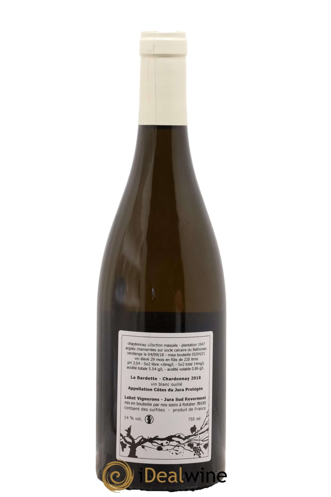 Côtes du Jura Chardonnay La Bardette Romain - Julien - Charline Labet 2018 - Lot de 1 bouteille - 1
