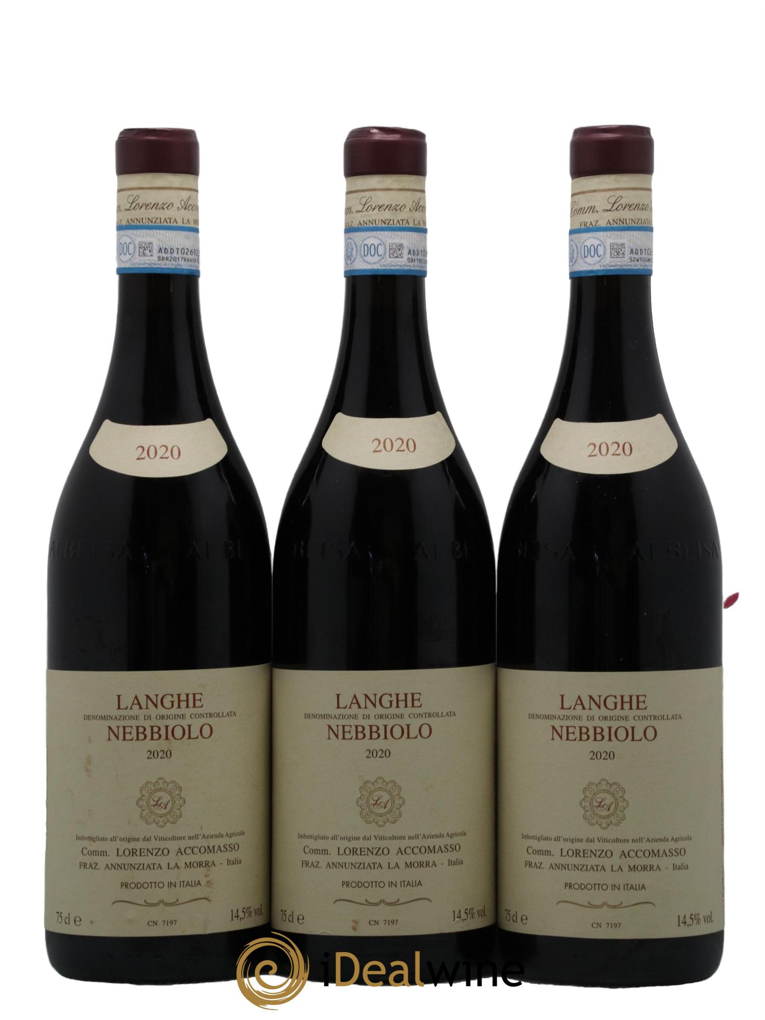 Langhe DOC Nebbiolo Lorenzo Accomasso 2020 - Lot de 3 bouteilles - 0