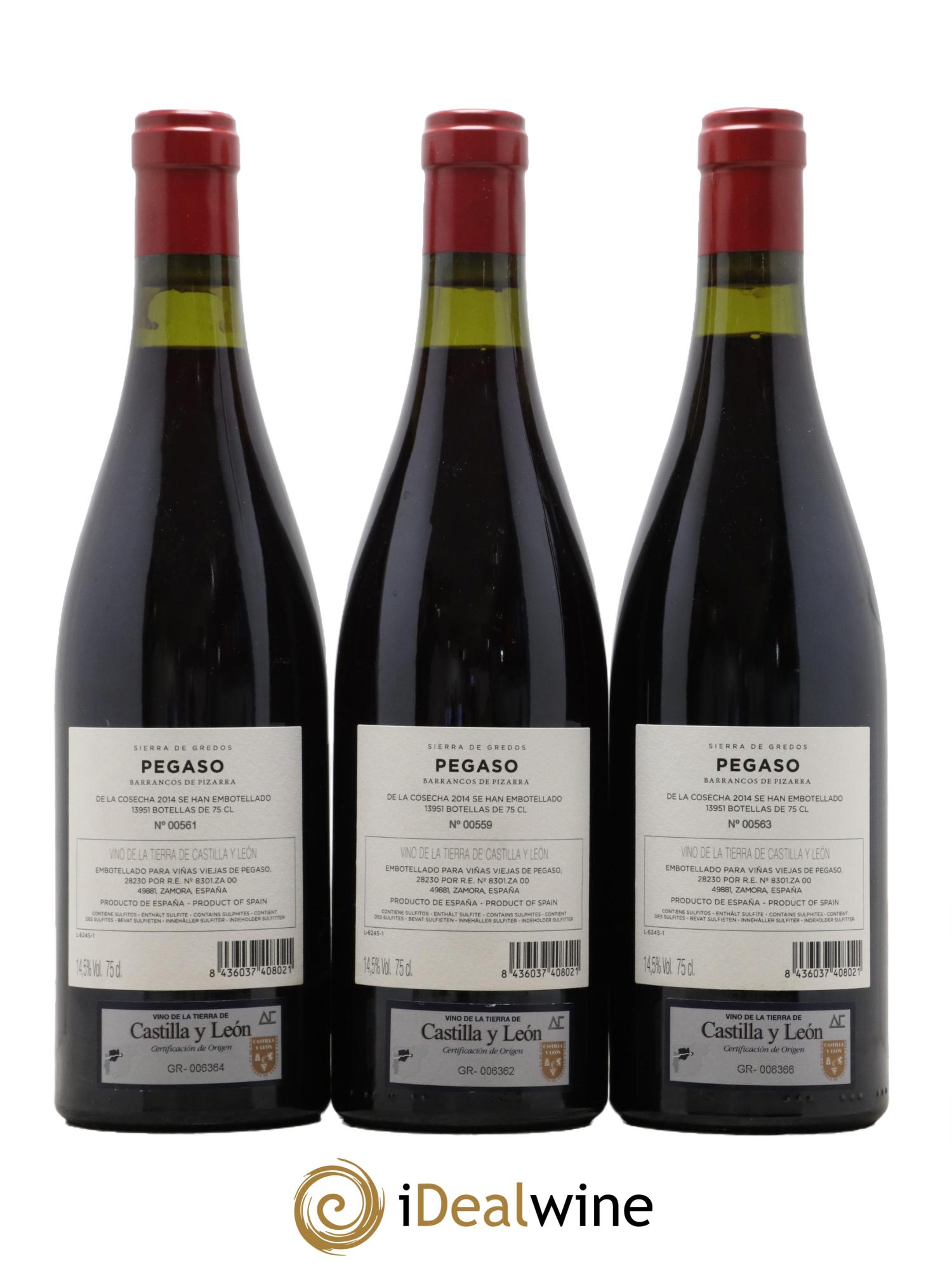 Espagne Vino De La Tierra De Castilla Y Leon Pegaso Pizarra Rouge Rouge 2014 - Lot de 6 bouteilles - 4