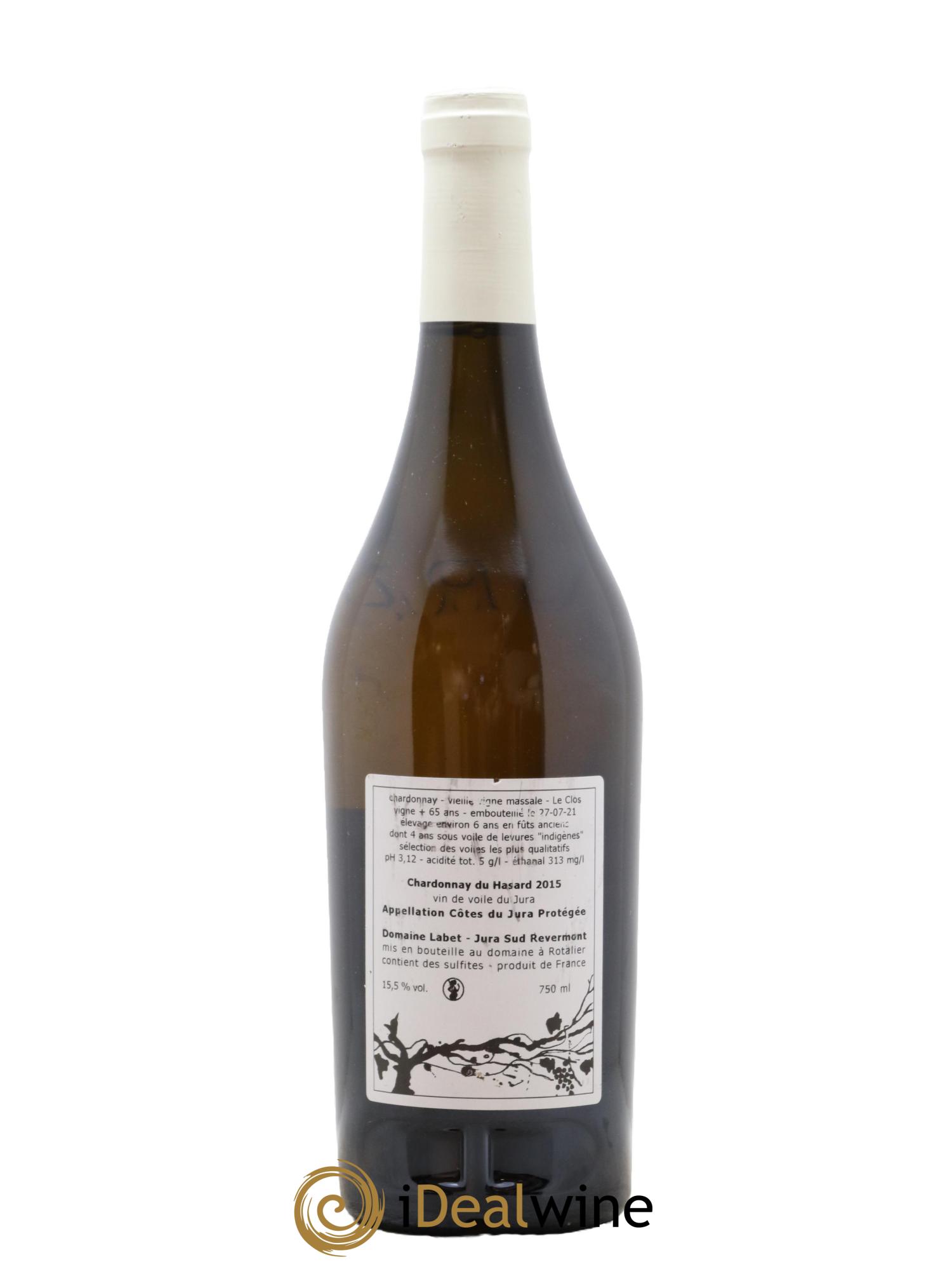 Côtes du Jura Vin de voile Chardonnay du Hasard Romain - Julien - Charline Labet 2015 - Lot de 1 bouteille - 1