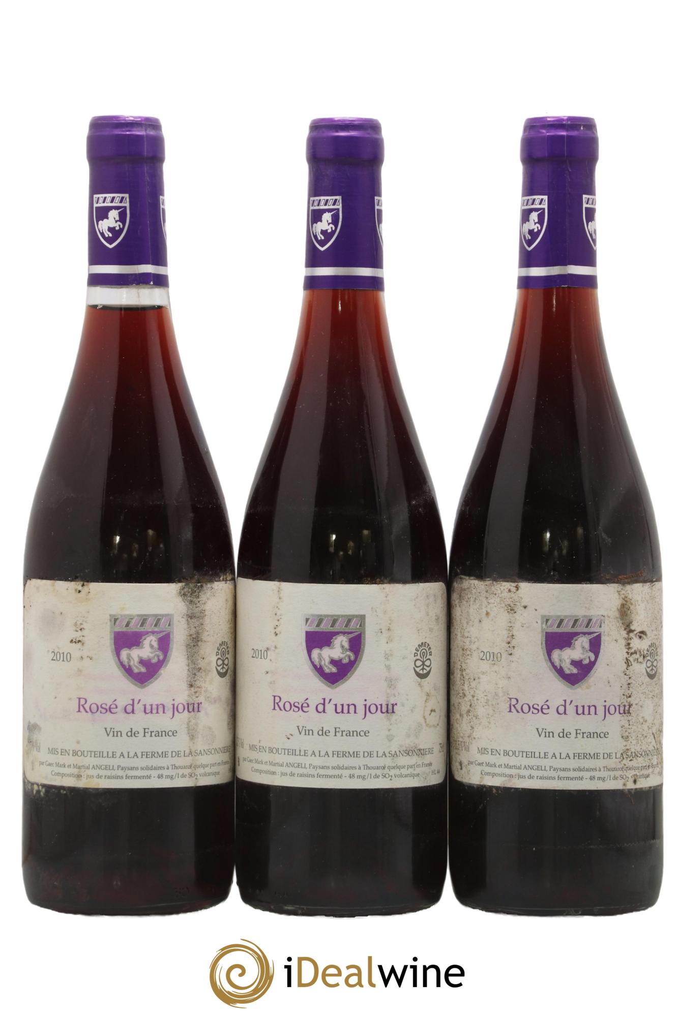 Vin de France Rosé d'un jour Mark Angeli (Domaine) - Ferme de la Sansonnière 2010 - Lot of 3 bottles - 0