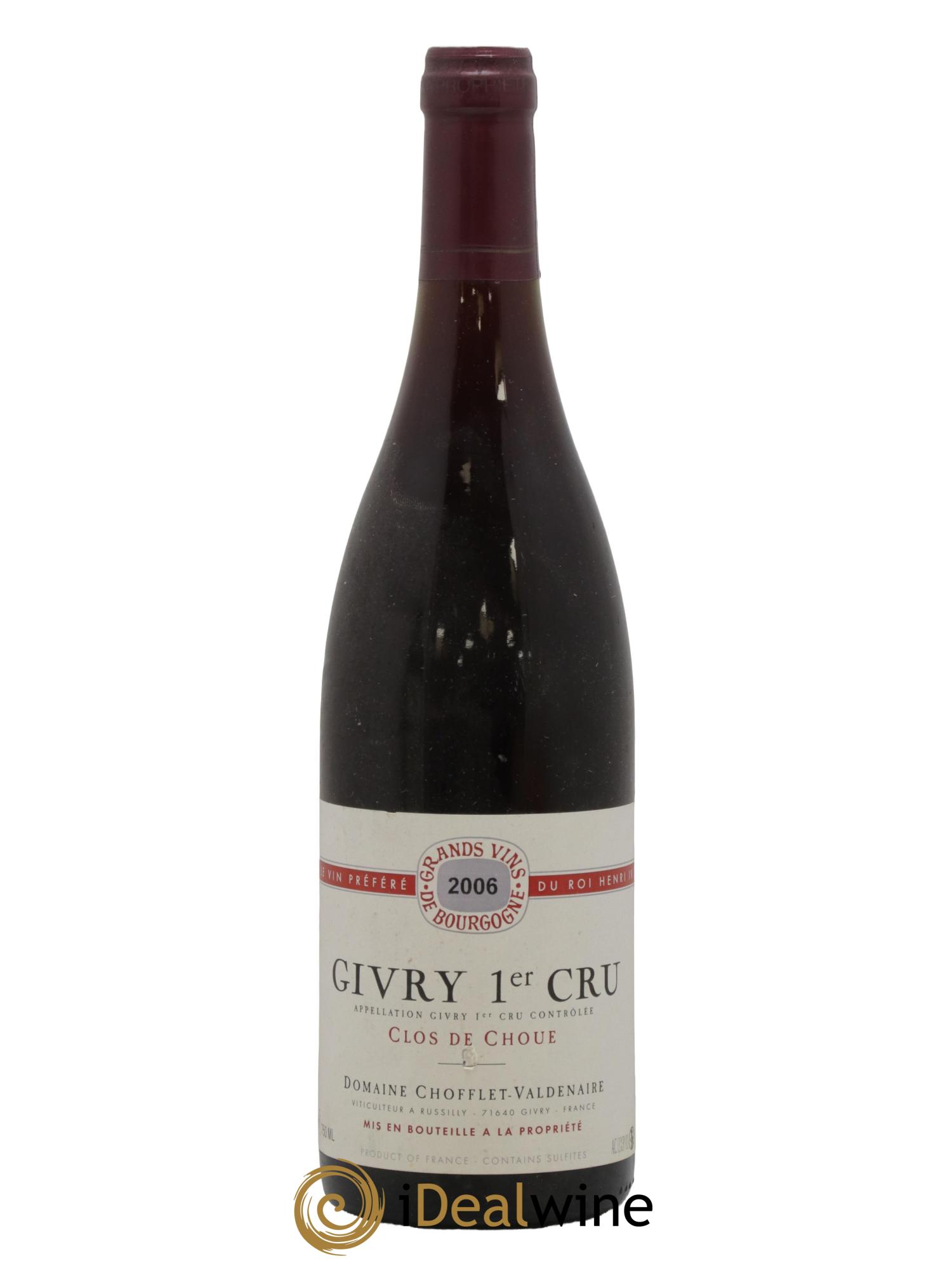 Givry 1er Cru Clos de Choué Chofflet-Valdenaire 2006 - Lot de 1 bouteille - 0