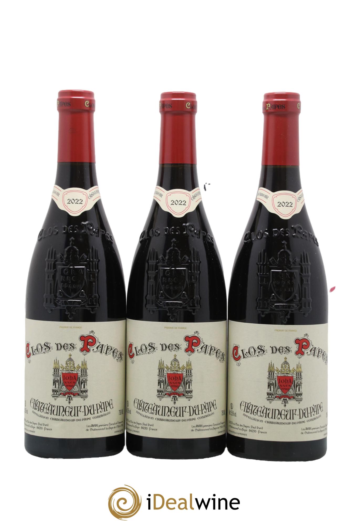 Châteauneuf-du-Pape Clos des Papes - Paul Avril 2022 - Lotto di 3 bottiglie - 0