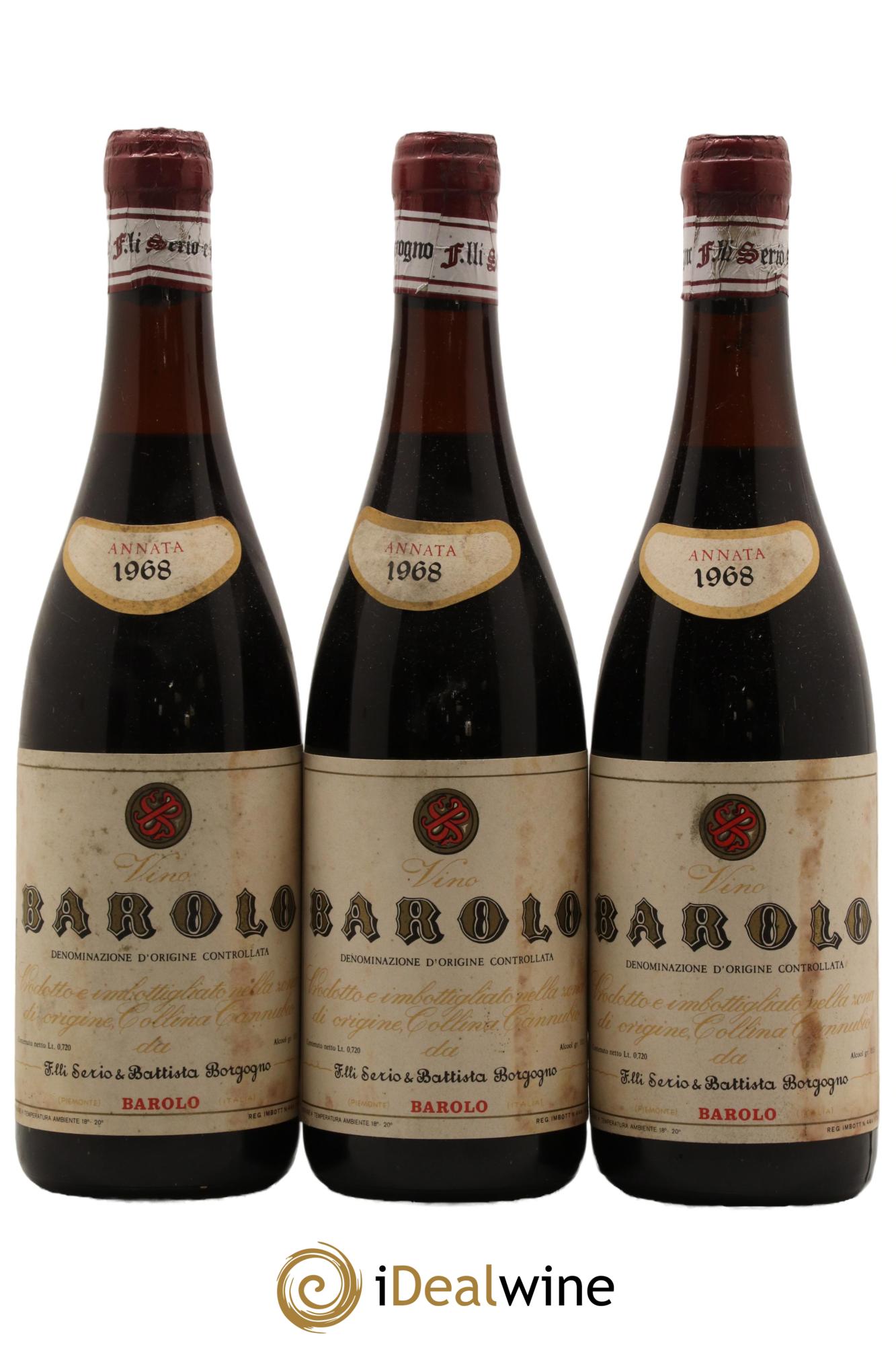Barolo Fratelli Serio e Battista Borgogno 1968 - Lot de 3 bouteilles - 0
