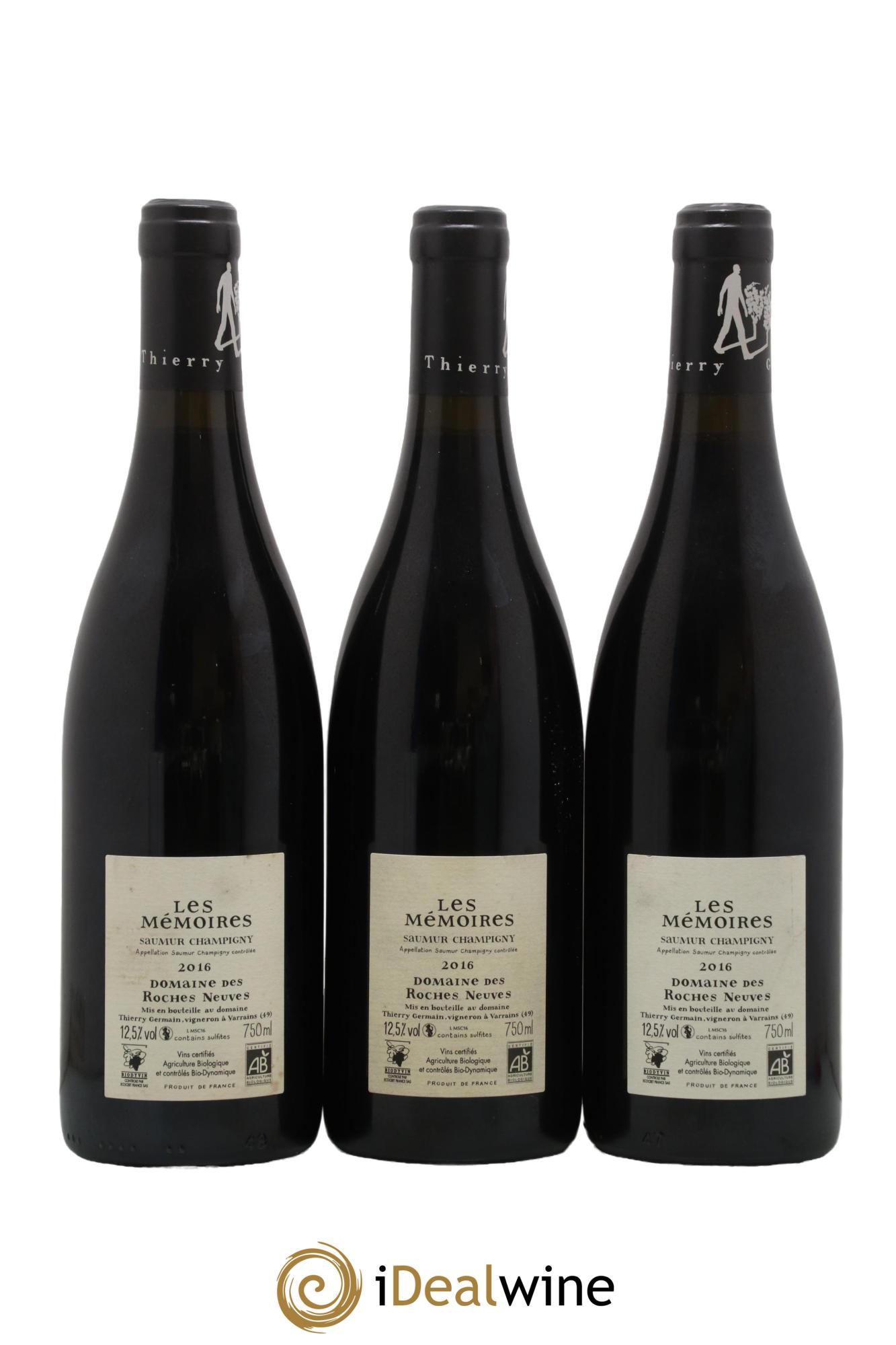 Saumur-Champigny Les Mémoires Domaine des Roches Neuves - Thierry Germain 2016 - Lot de 3 bouteilles - 1
