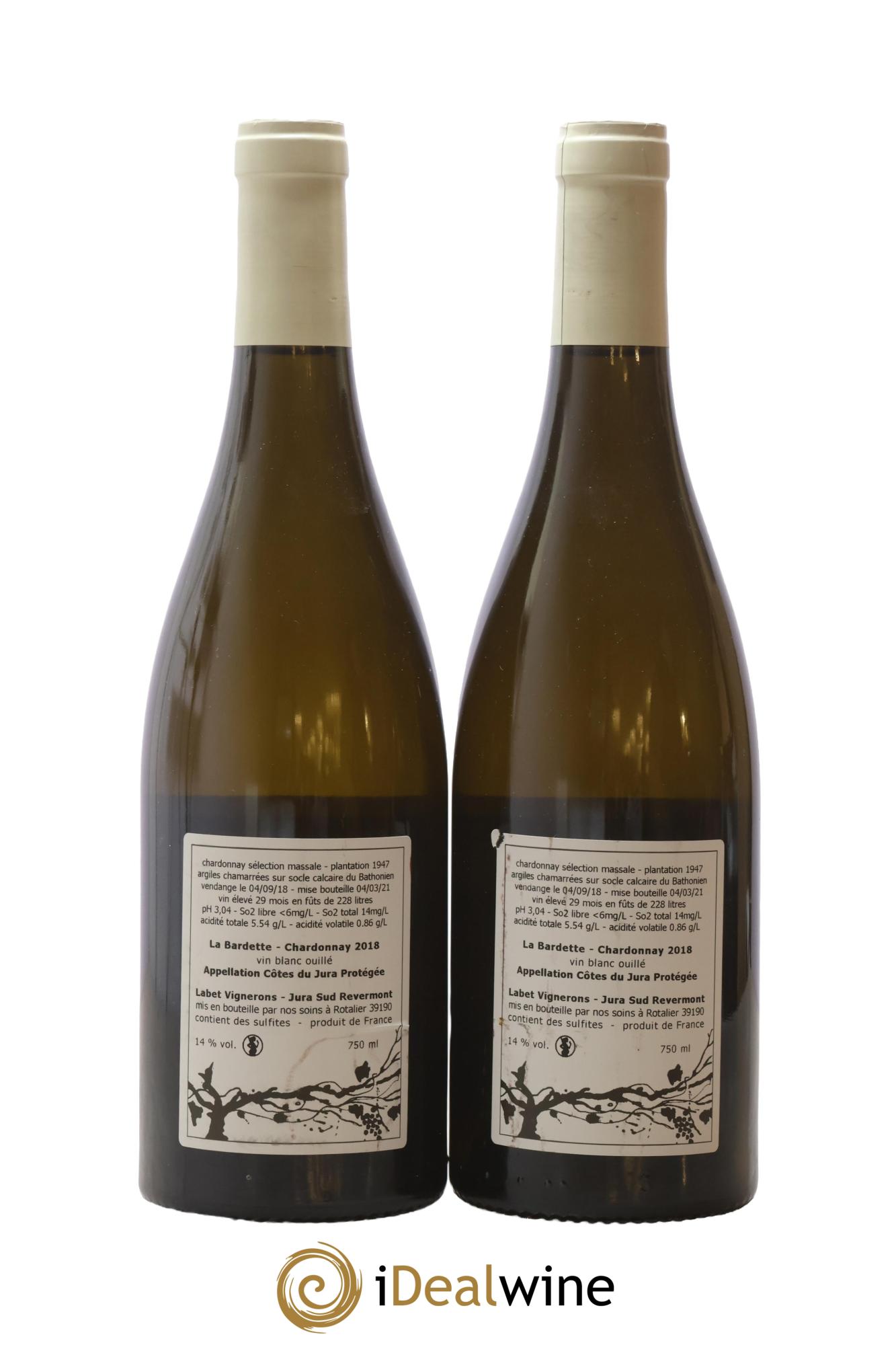 Côtes du Jura Chardonnay La Bardette Romain - Julien  - Charline Labet 2018 - Lotto di 2 bottiglie - 1