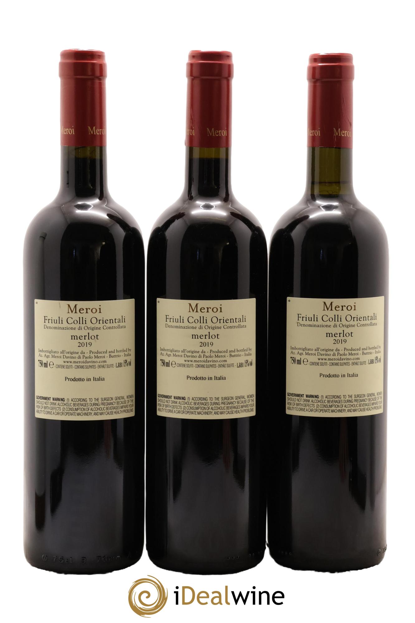 Italie Friuli ColliI Orientali DOC Ros Di Buri Merlot Meroi 2019 - Lot de 3 bouteilles - 1
