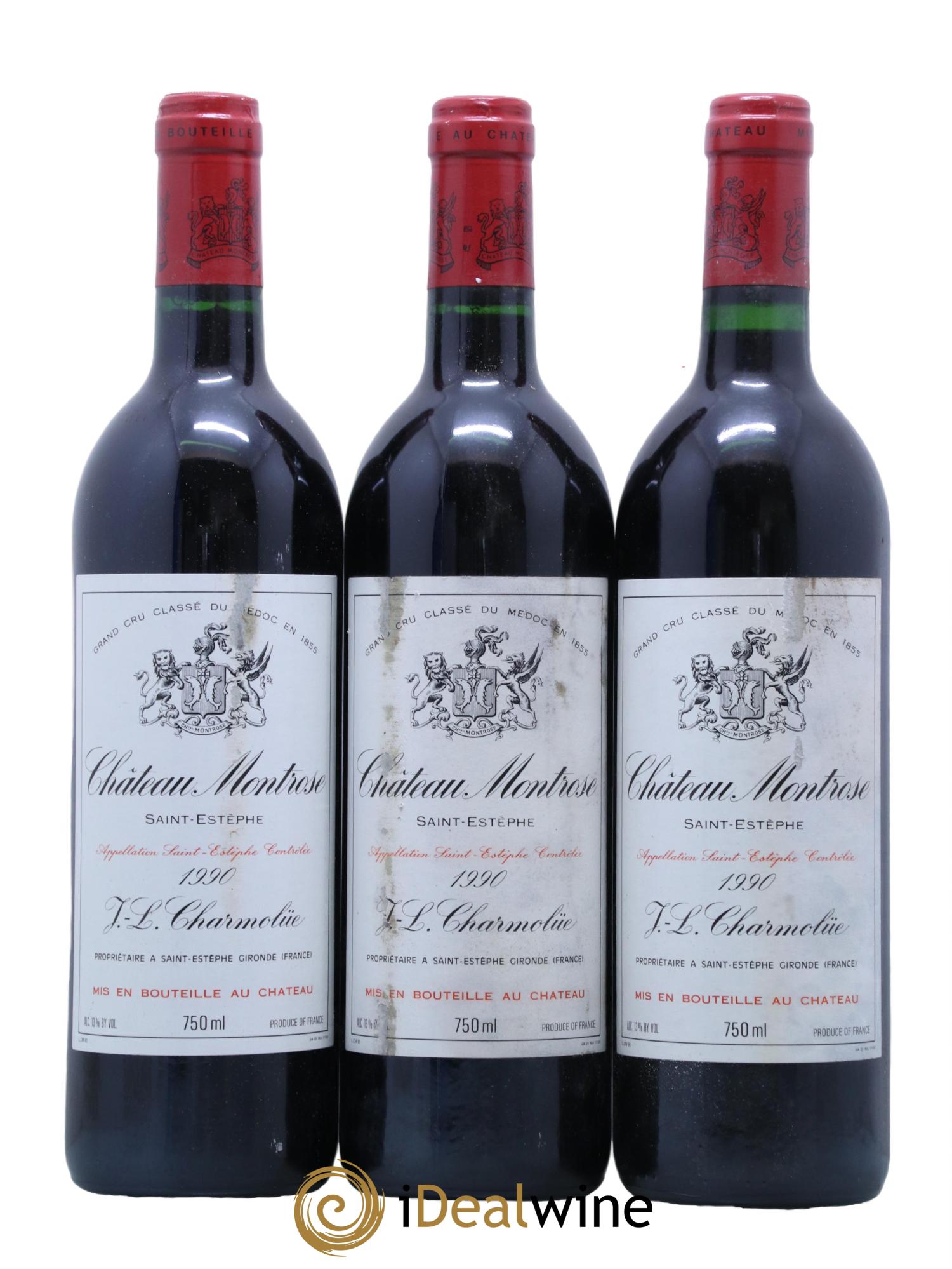 Château Montrose 2ème Grand Cru Classé 1990 - Lot de 3 bouteilles - 0