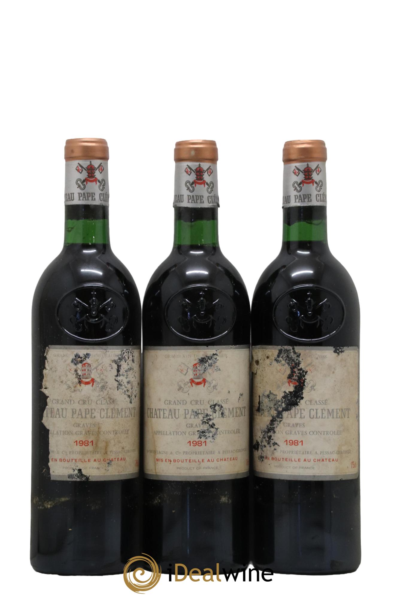 Château Pape Clément Cru Classé de Graves 1981 - Posten von 3 Flaschen - 0