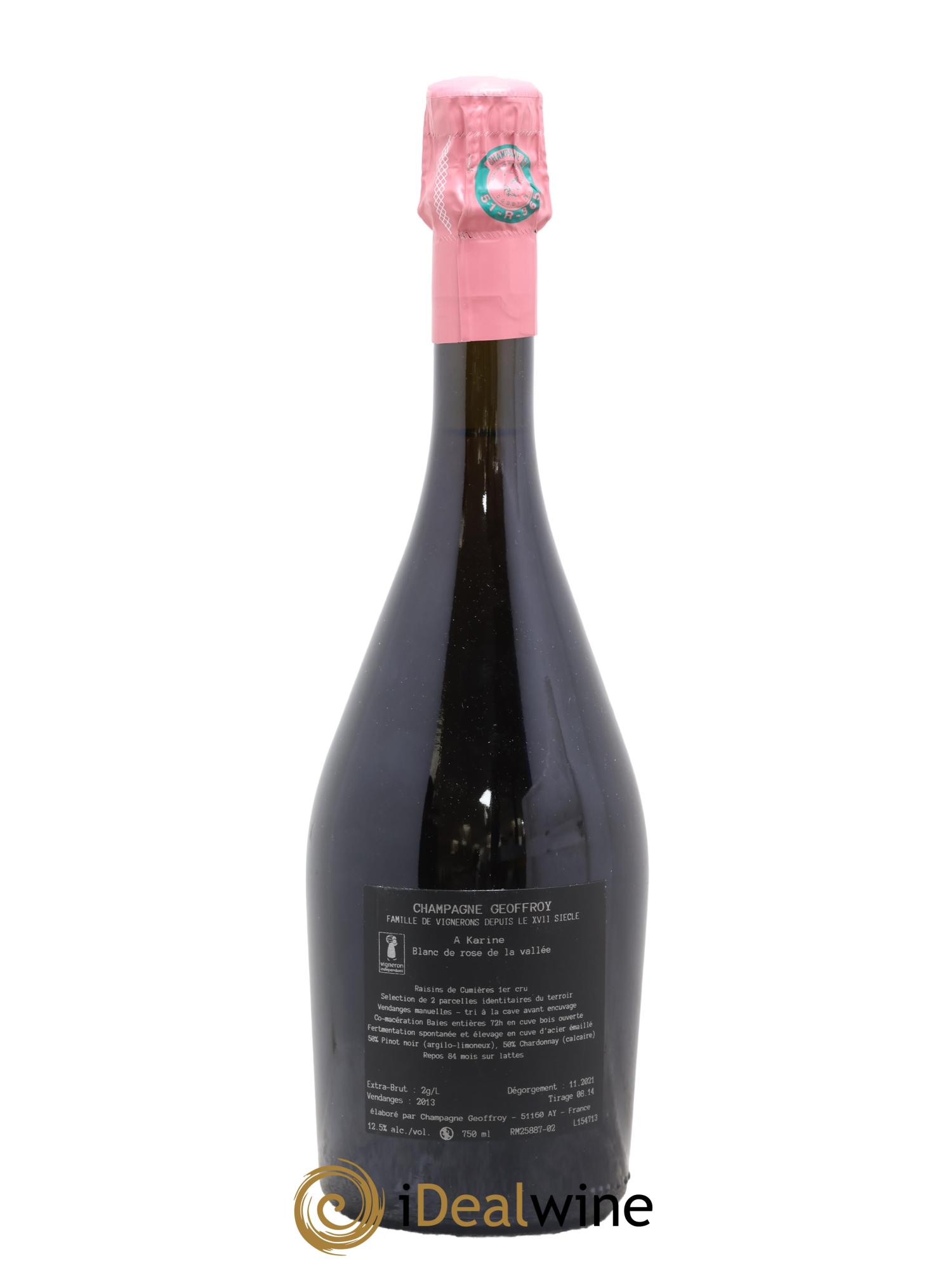Champagne - blanc de Rose extra brut 1er cru Jean Baptiste Geoffroy 2013 - Lot de 1 bouteille - 1