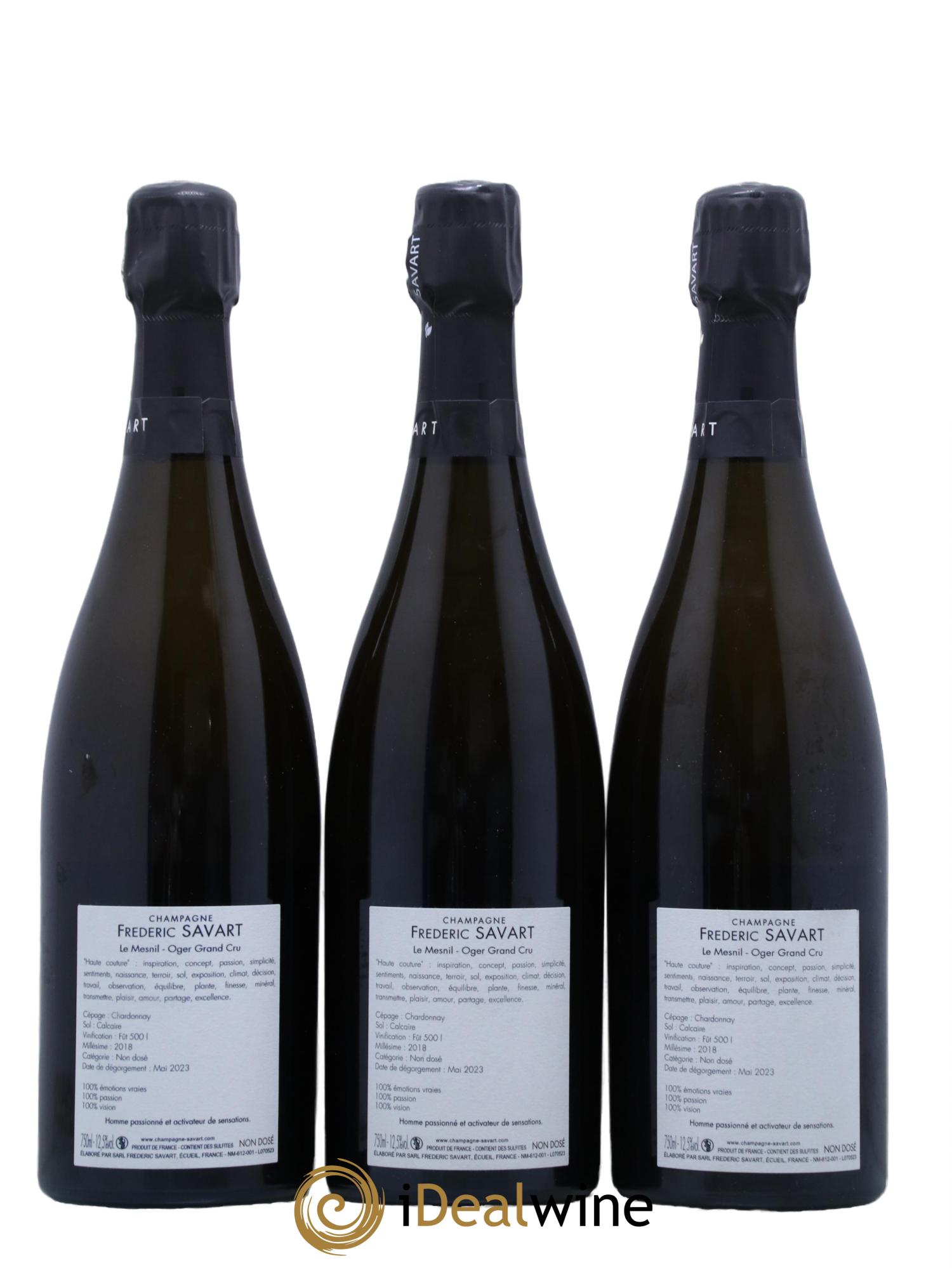 Haute Couture Le Mesnil sur Oger Extra-Brut Savart  2018 - Lot of 3 bottles - 1