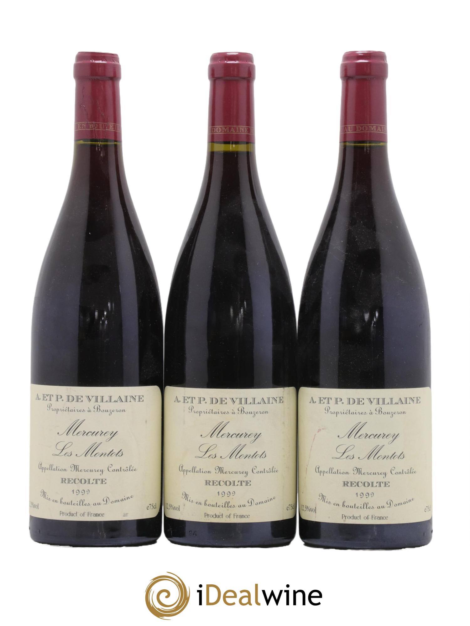 Mercurey Les Montots A et P De Villaine 1999 - Lot de 3 bouteilles - 0