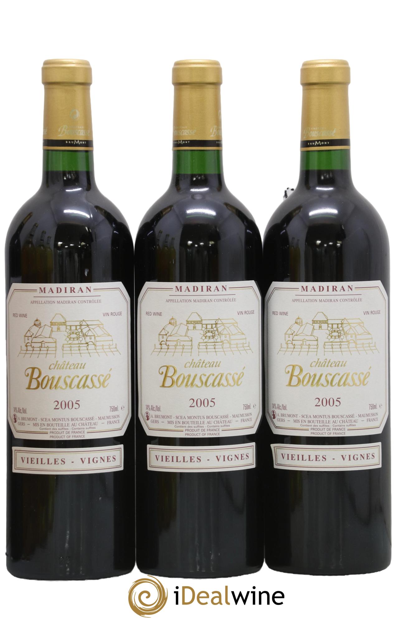 Madiran Vieilles Vignes Château Bouscassé - Alain Brumont 2005 - Lot of 3 bottles - 0