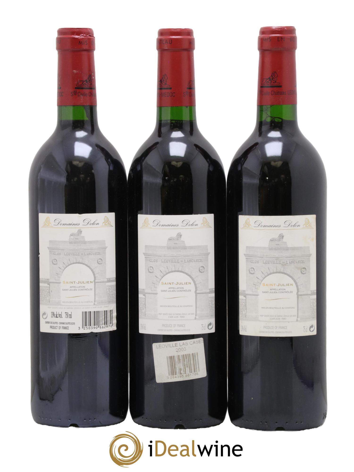 Château Léoville Las Cases 2ème Grand Cru Classé 2003 - Lot of 3 bottles - 1