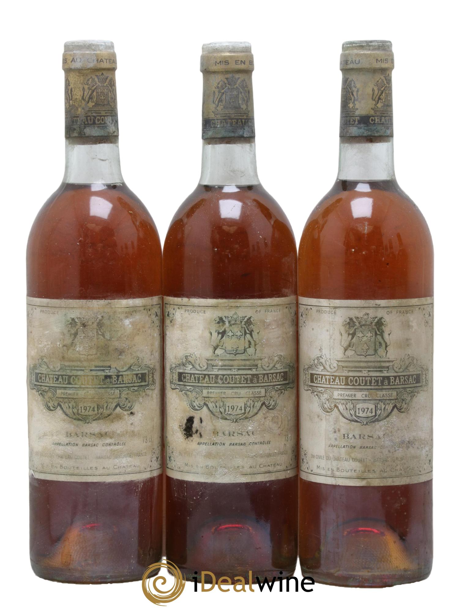 Château Coutet 1er Grand Cru Classé 1974 - Lot de 3 bouteilles - 0