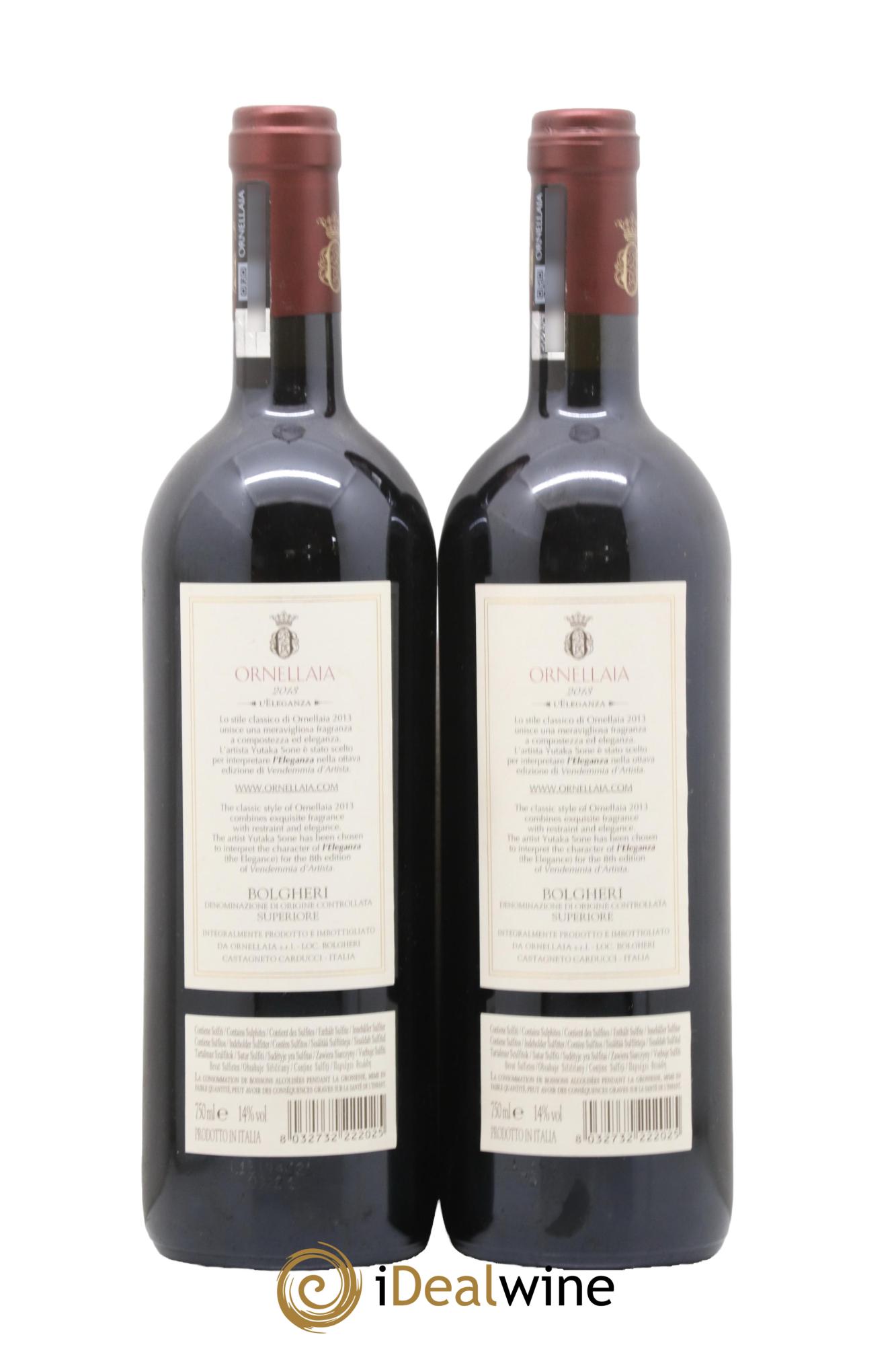 Bolgheri DOC Superiore Ornellaia Tenuta Dell'Ornellaia - Frescobaldi 2013 - Lot of 2 bottles - 1