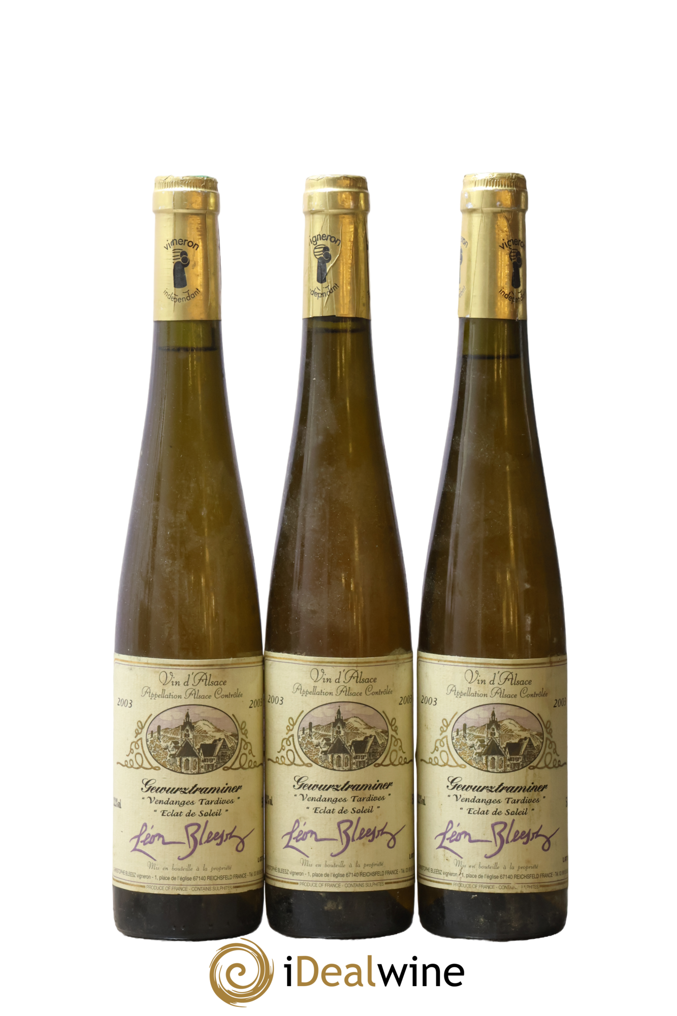 Alsace Gewurztraminer Vendange Tardives Eclat De Soleil Léon Bleezs 2003 - Lot of 3 500ml formats - 0