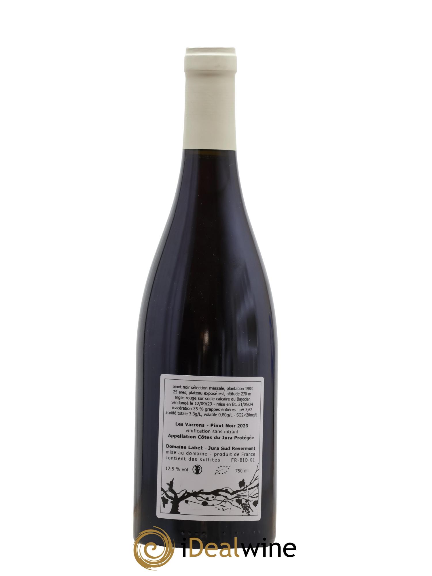Côtes du Jura Pinot Noir Les Varrons Sélection Massale Romain - Julien  - Charline Labet  2023 - Lot de 1 bouteille - 1