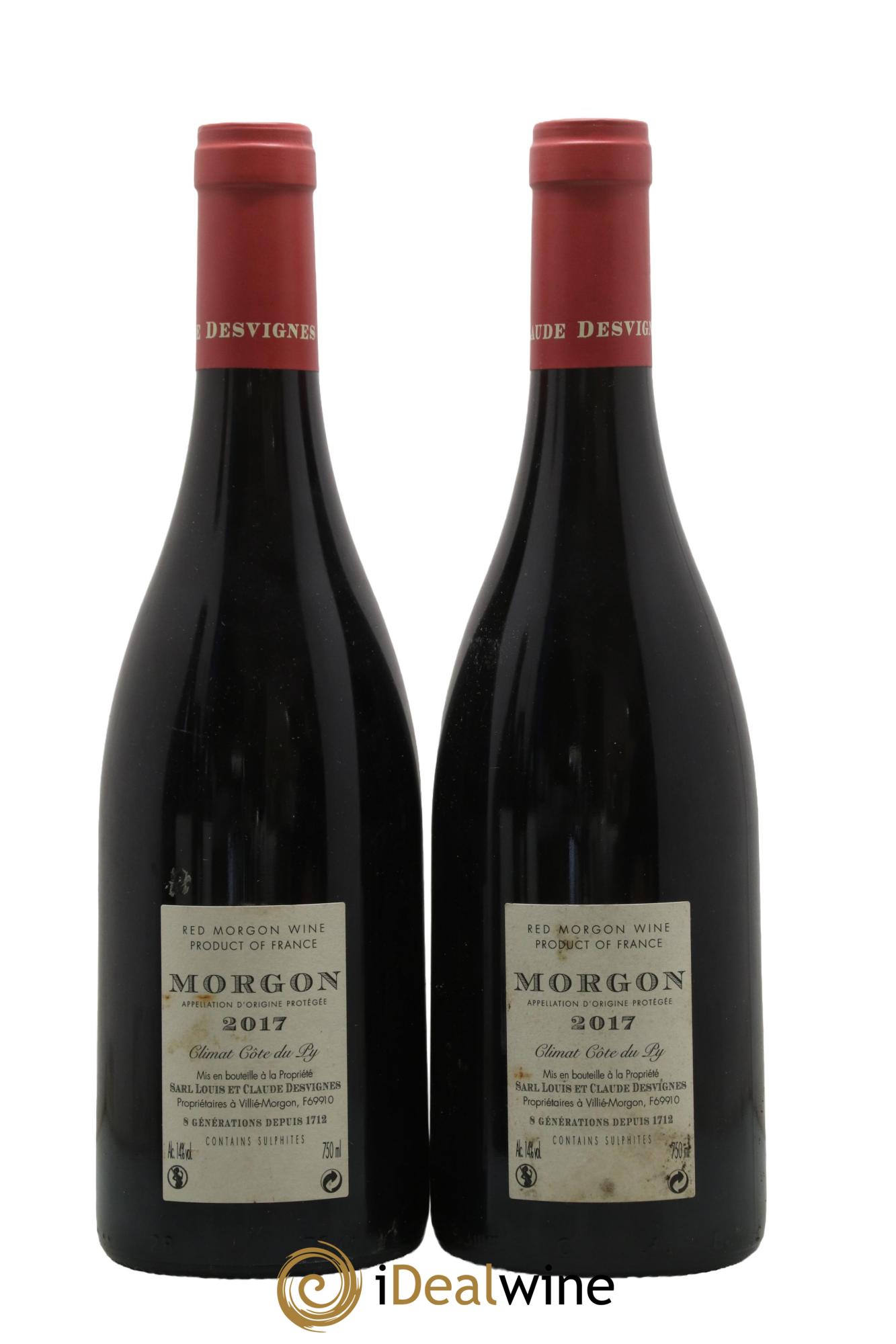 Morgon Côte du Py Louis-Claude Desvignes 2017 - Lot of 2 bottles - 1