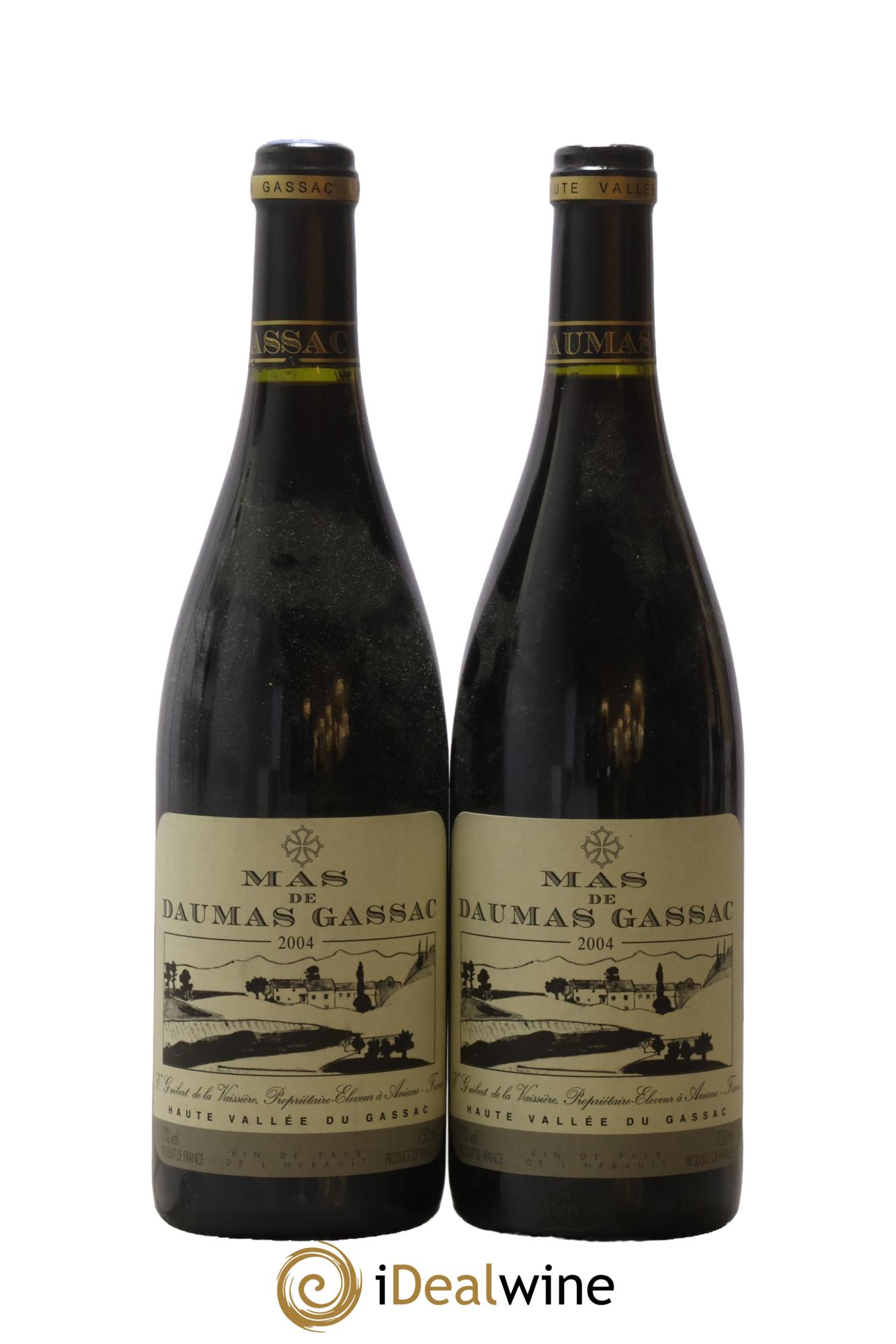IGP St Guilhem-le-Désert - Cité d'Aniane Mas Daumas Gassac Famille Guibert de La Vaissière 2004 - Lot de 2 bouteilles - 0