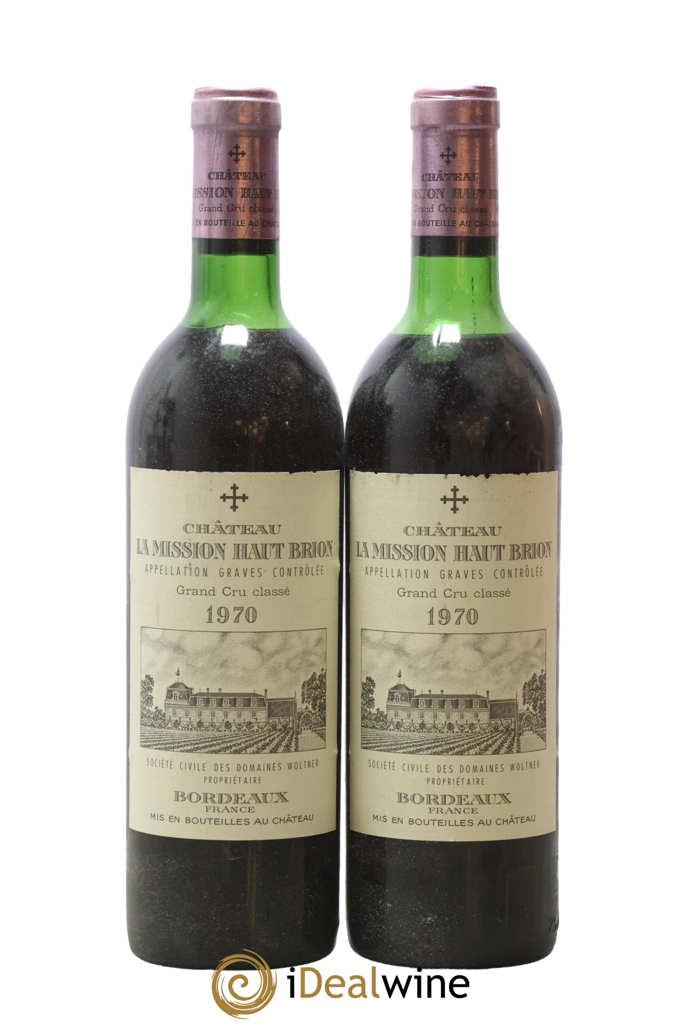 Château la Mission Haut-Brion Cru Classé de Graves 1970 - Lot de 2 bouteilles - 0