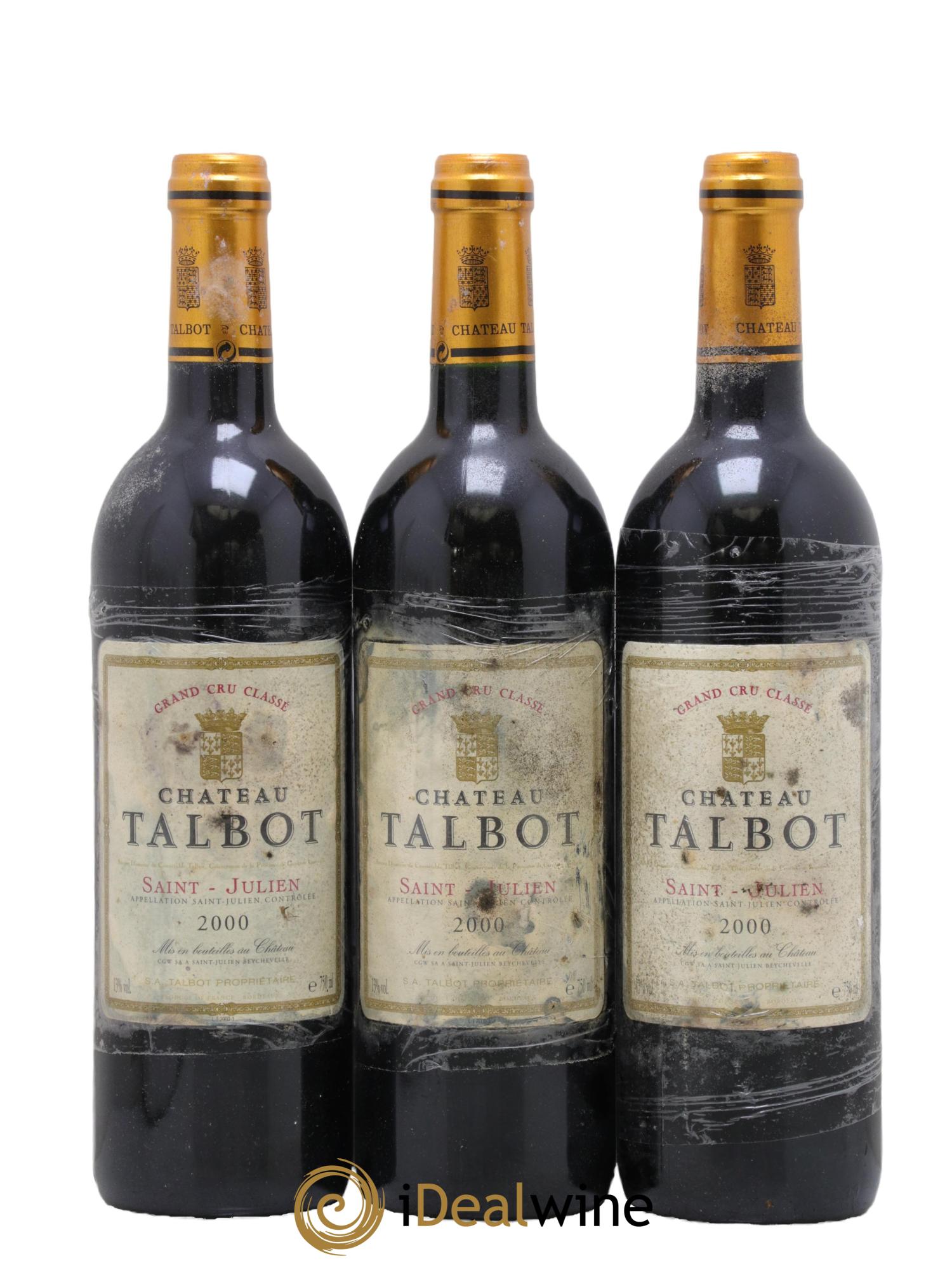 Château Talbot 4ème Grand Cru Classé 2000 - Lotto di 3 bottiglie - 0