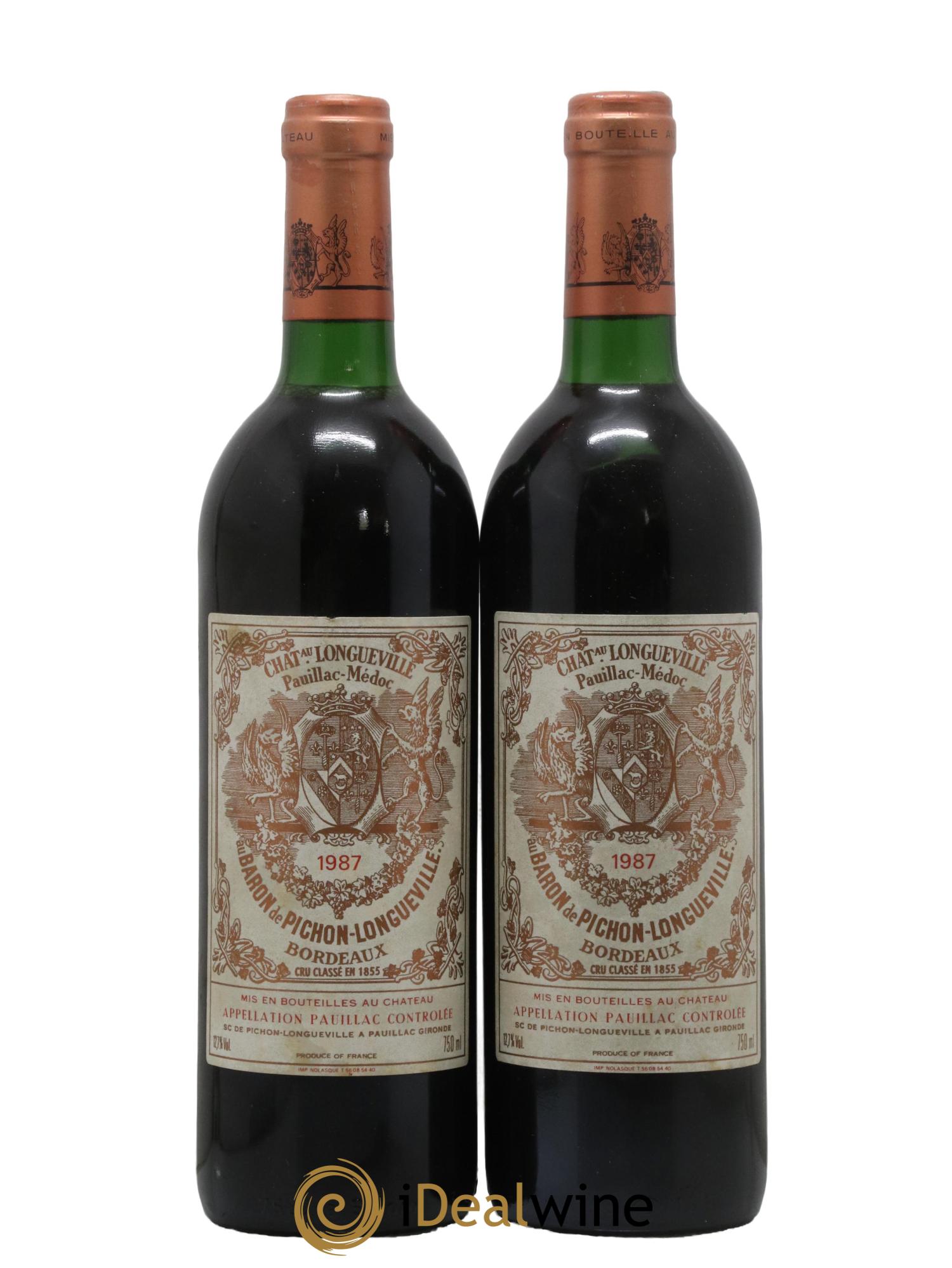 Pichon Longueville Baron 2ème Grand Cru Classé 1987 - Lot de 2 bouteilles - 0