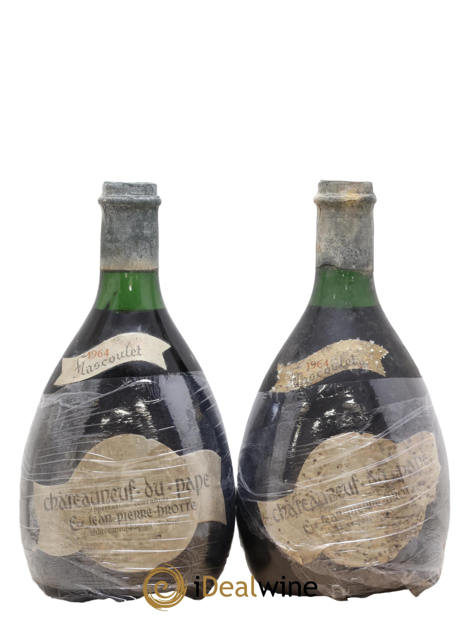 Châteauneuf-du-Pape Flascoulet Jean Pierre Brotte 1964 - Lot de 2 bouteilles - 0