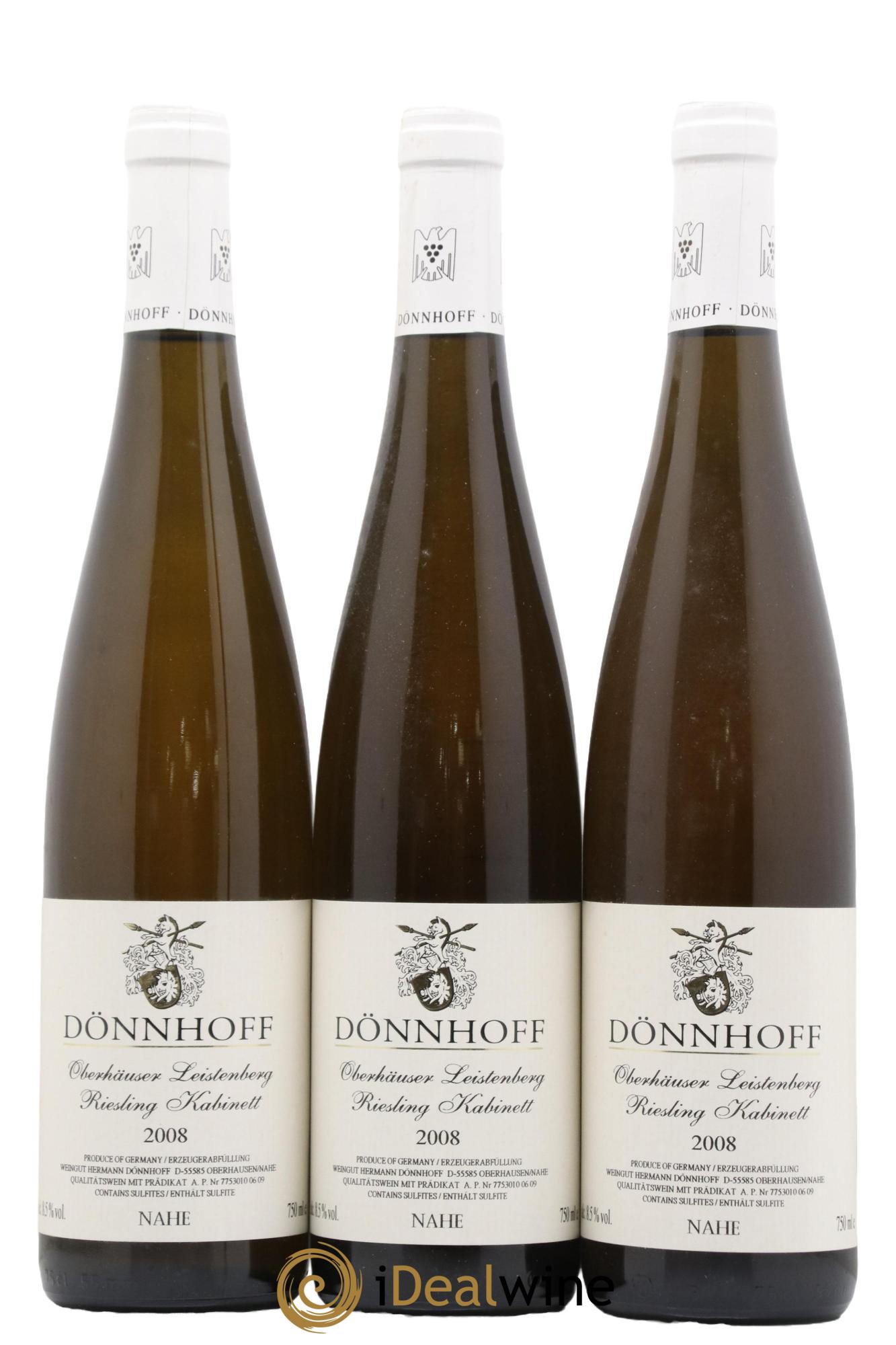 Allemagne Nahe Riesling Kabinett Oberhäuser Leistenberg Dönnhoff 2008 - Lot de 3 bouteilles - 0
