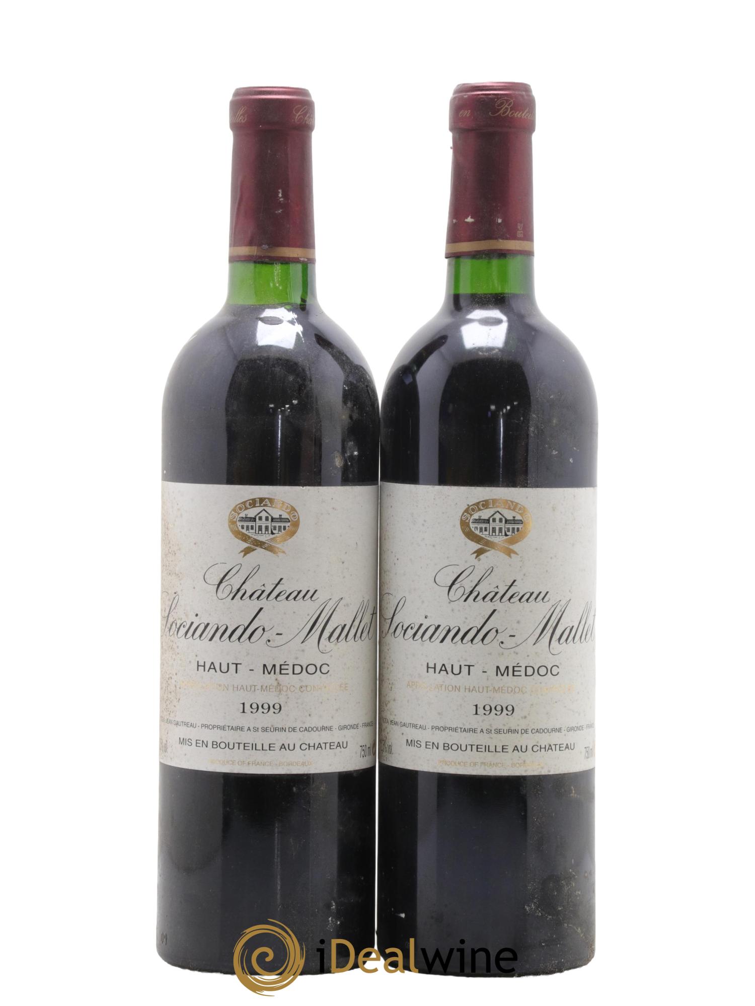 Château Sociando Mallet 1999 - Lotto di 2 bottiglie - 0