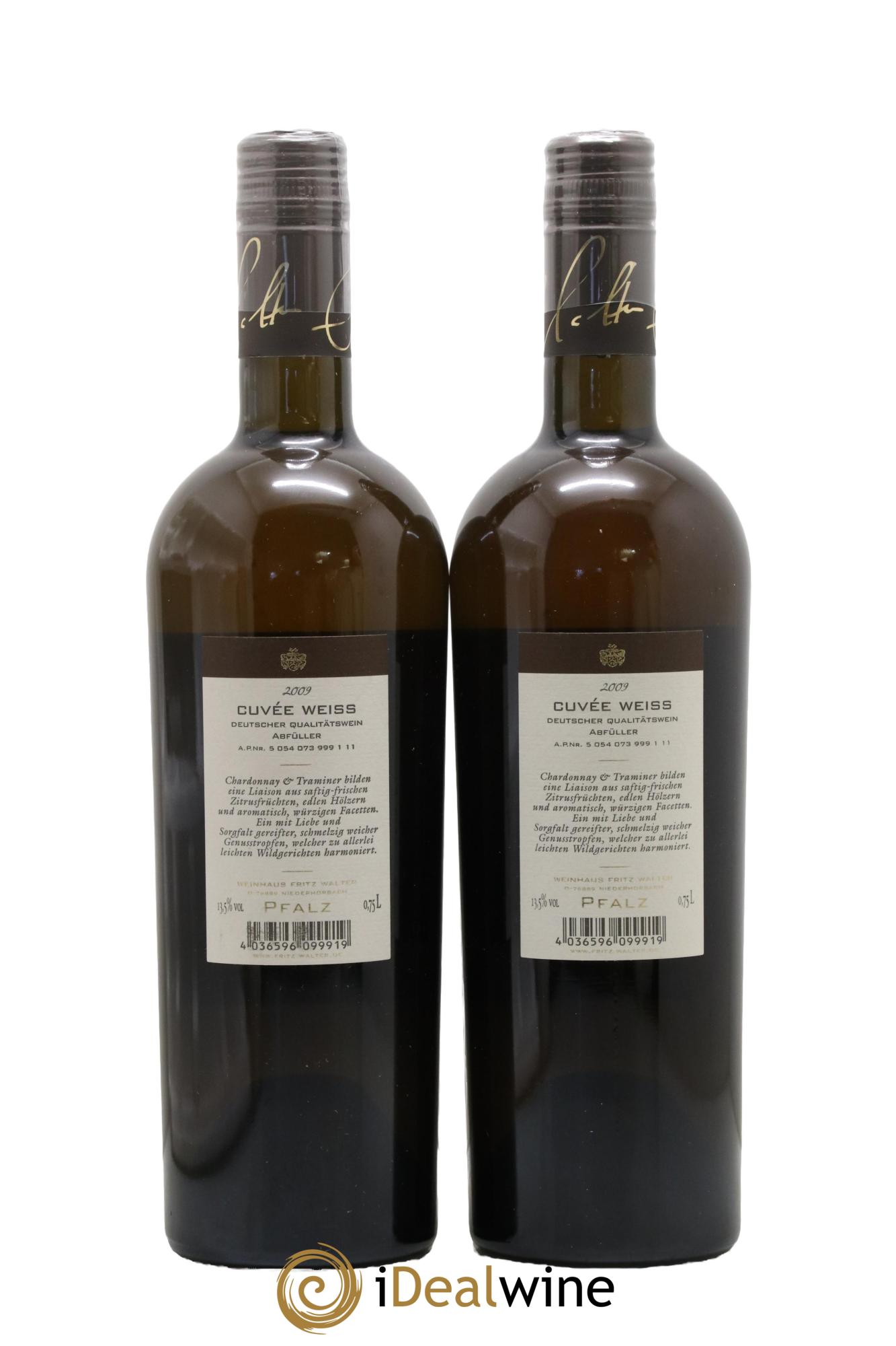 Allemagne Pfalz Cuvée Weiss Weinhaus Fritz Walter 2009 - Lot de 2 bouteilles - 1