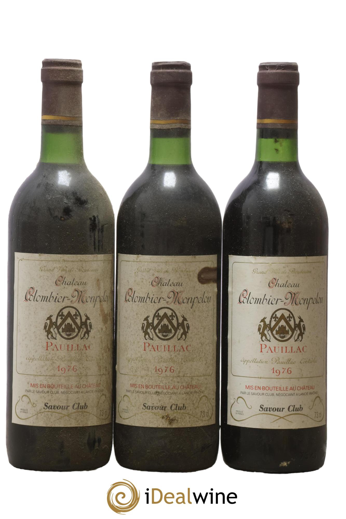 Château Colombier Monpelou Cru Bourgeois Savour Club 1976 - Lot de 3 bouteilles - 0