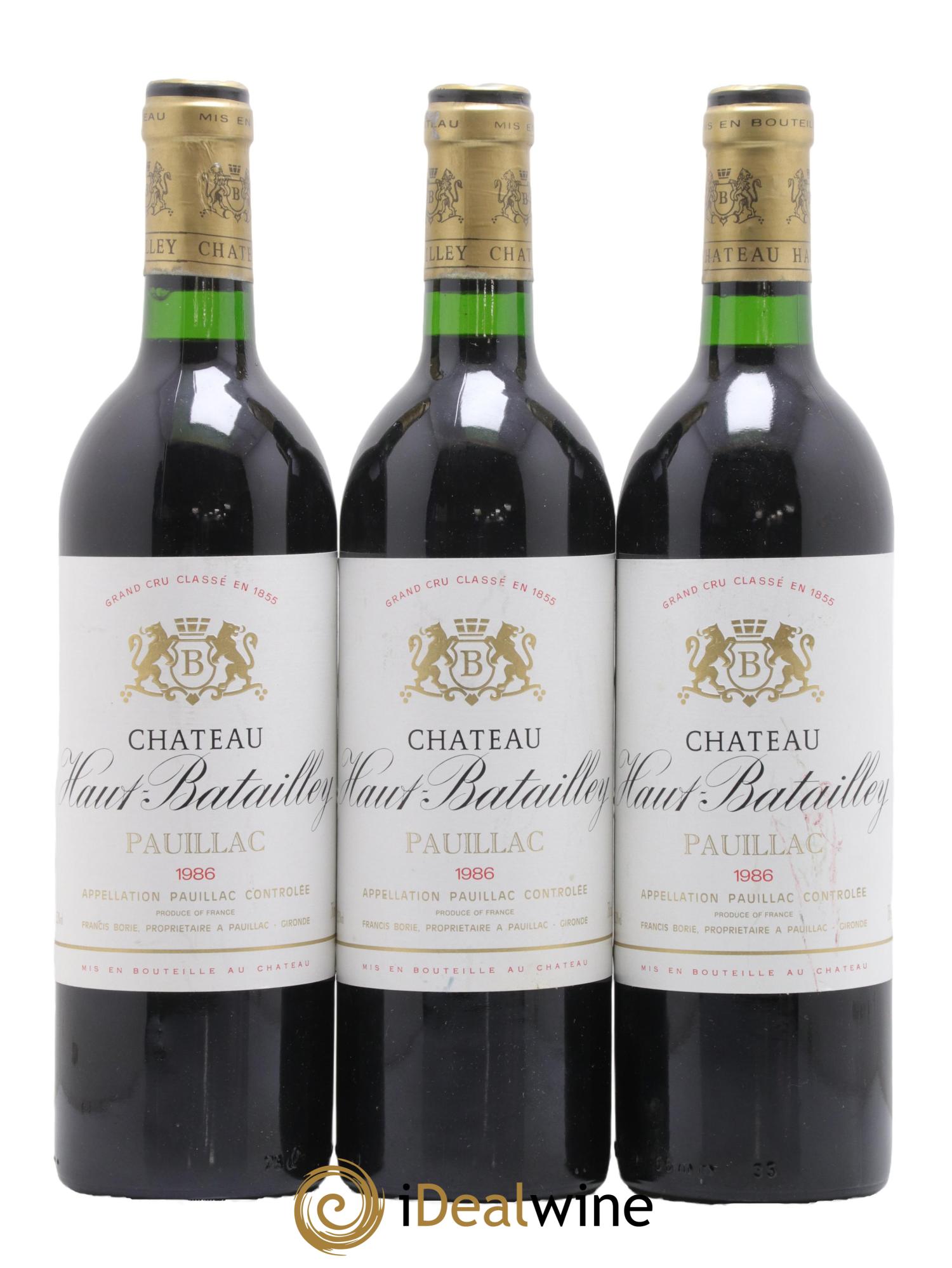 Château Haut Batailley 5ème Grand Cru Classé 1986 - Lot de 3 bouteilles - 0