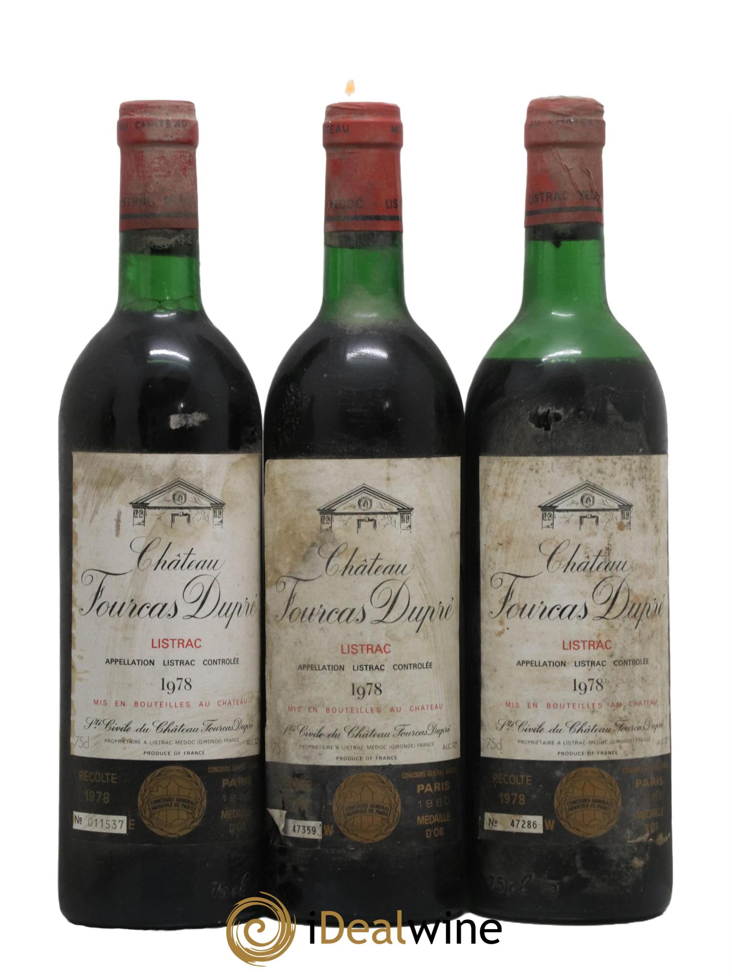 Château Fourcas Dupré 1978 - Lot de 3 bouteilles - 0