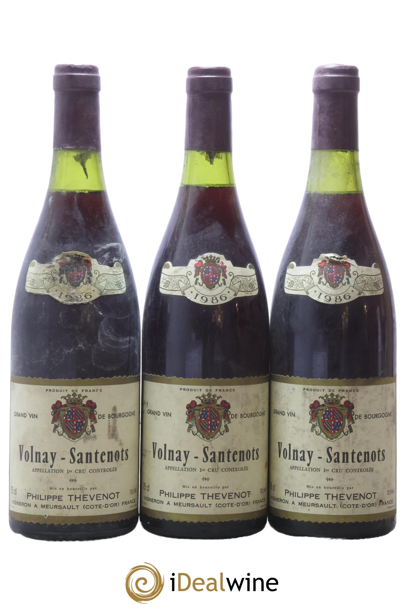 Volnay 1er Cru Santenots Philippe Thevenot 1986 - Posten von 3 Flaschen - 0
