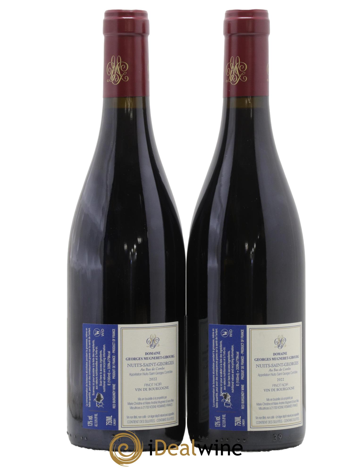 Nuits-Saint-Georges Au Bas de Combe Mugneret-Gibourg (Domaine)  2022 - Lotto di 2 bottiglie - 1