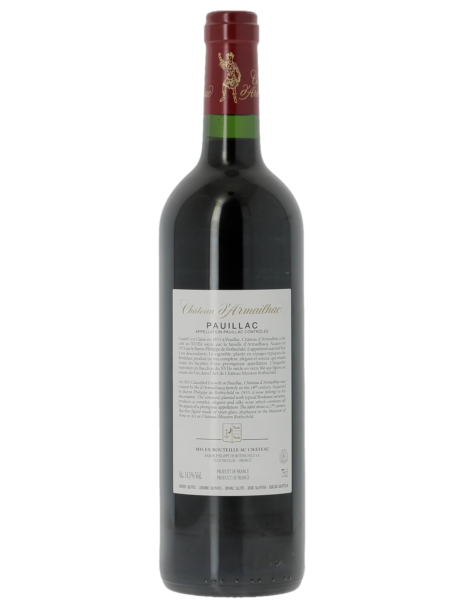 Château d' Armailhac - Mouton Baron(ne) Philippe 5ème Grand Cru Classé (Original-holzkiste ab 6 Fl.) 2018 - Posten von 1 Flasche - 1