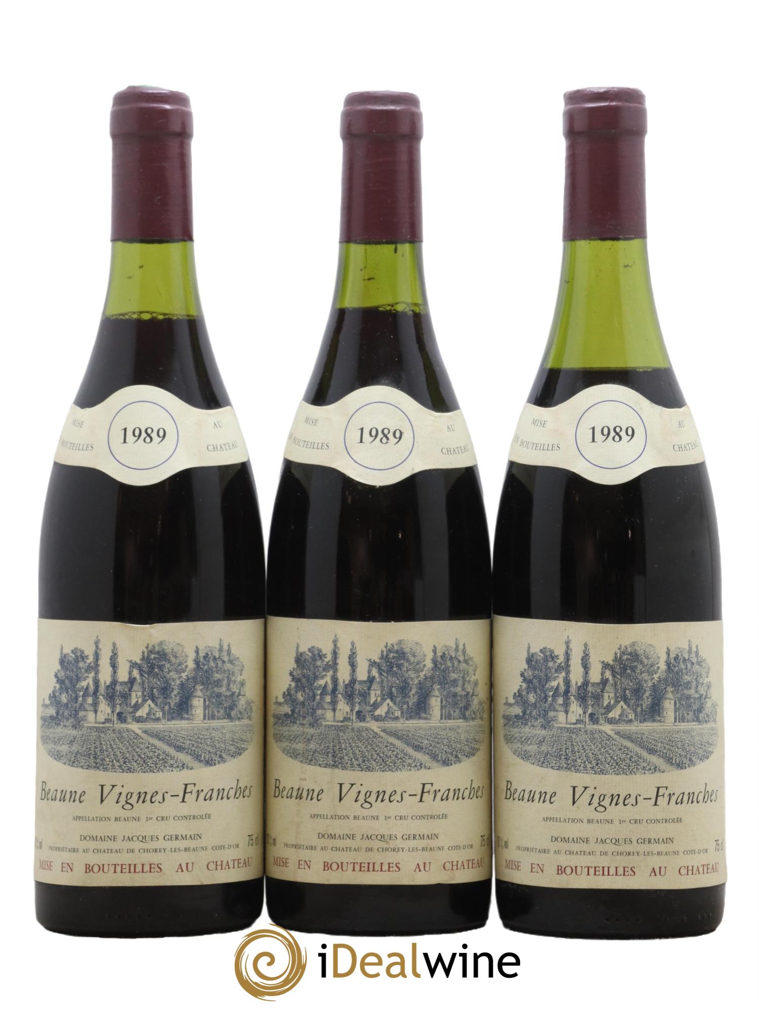 Beaune 1er Cru Vignes Franches Domaine Jacques Germain 1989 - Lot de 3 bouteilles - 0