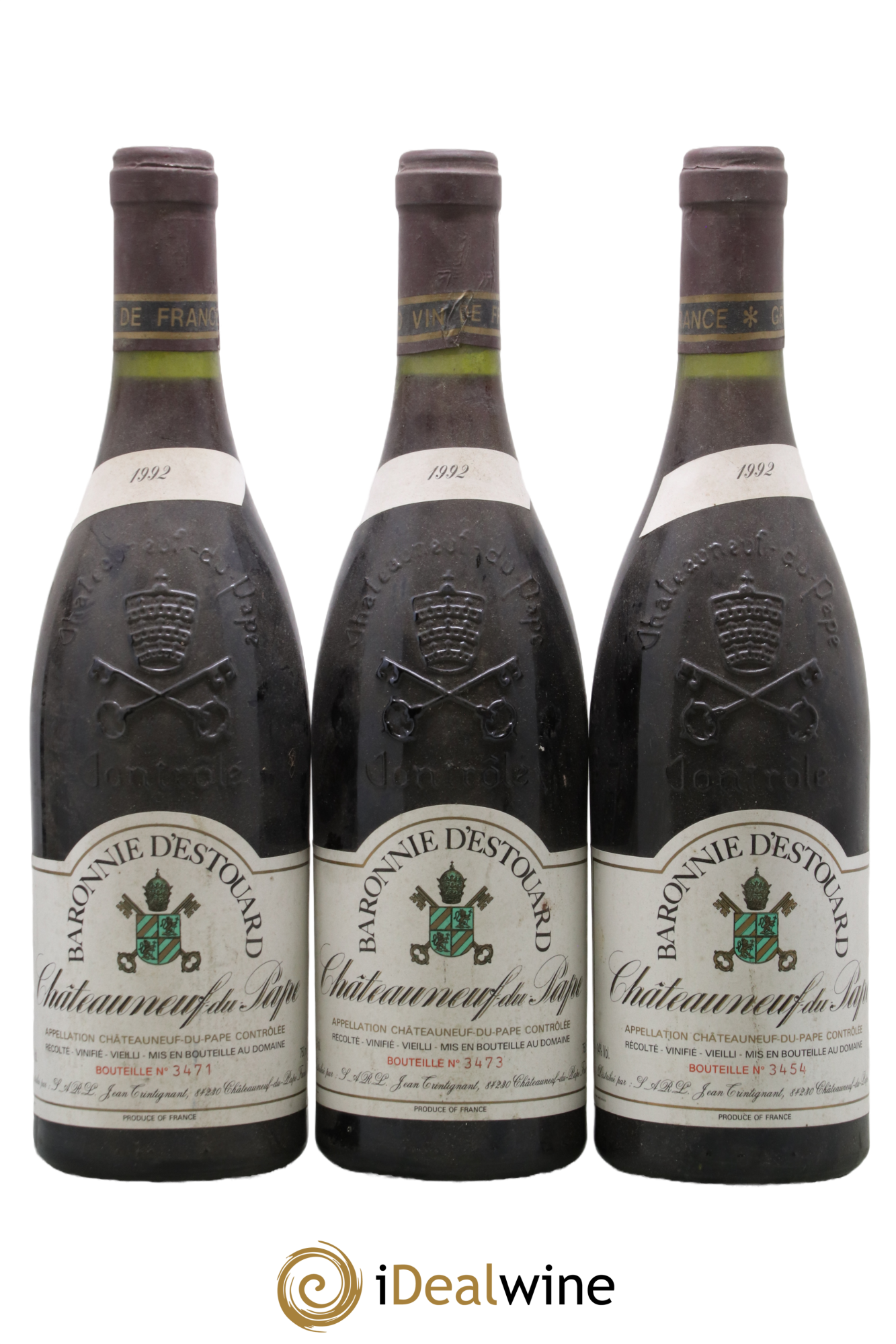 Châteauneuf-du-Pape Baronnie D'Estouard 1992 - Lot de 3 bouteilles - 0