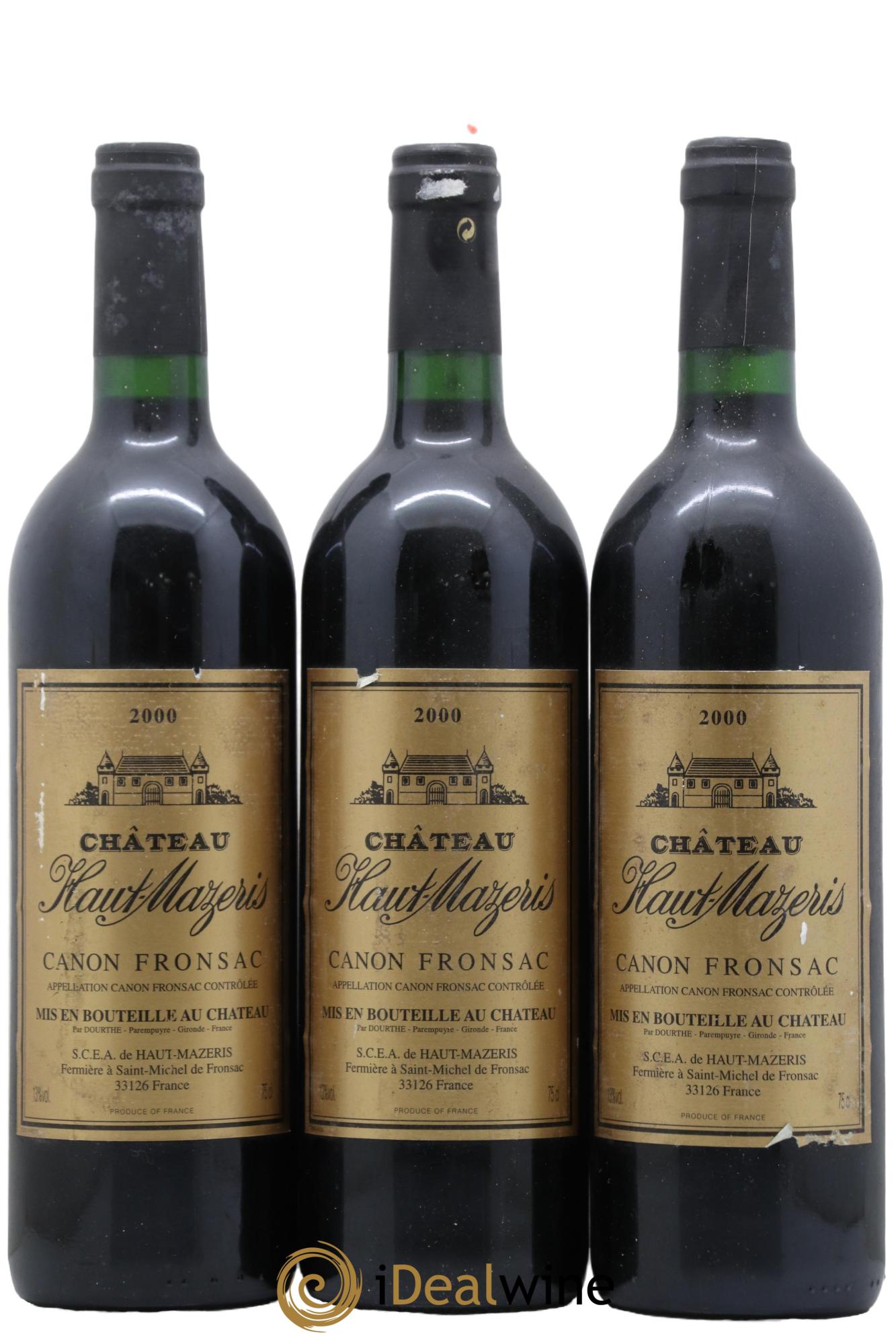 Château Haut Mazeris 2000 - Lot de 3 bouteilles - 0