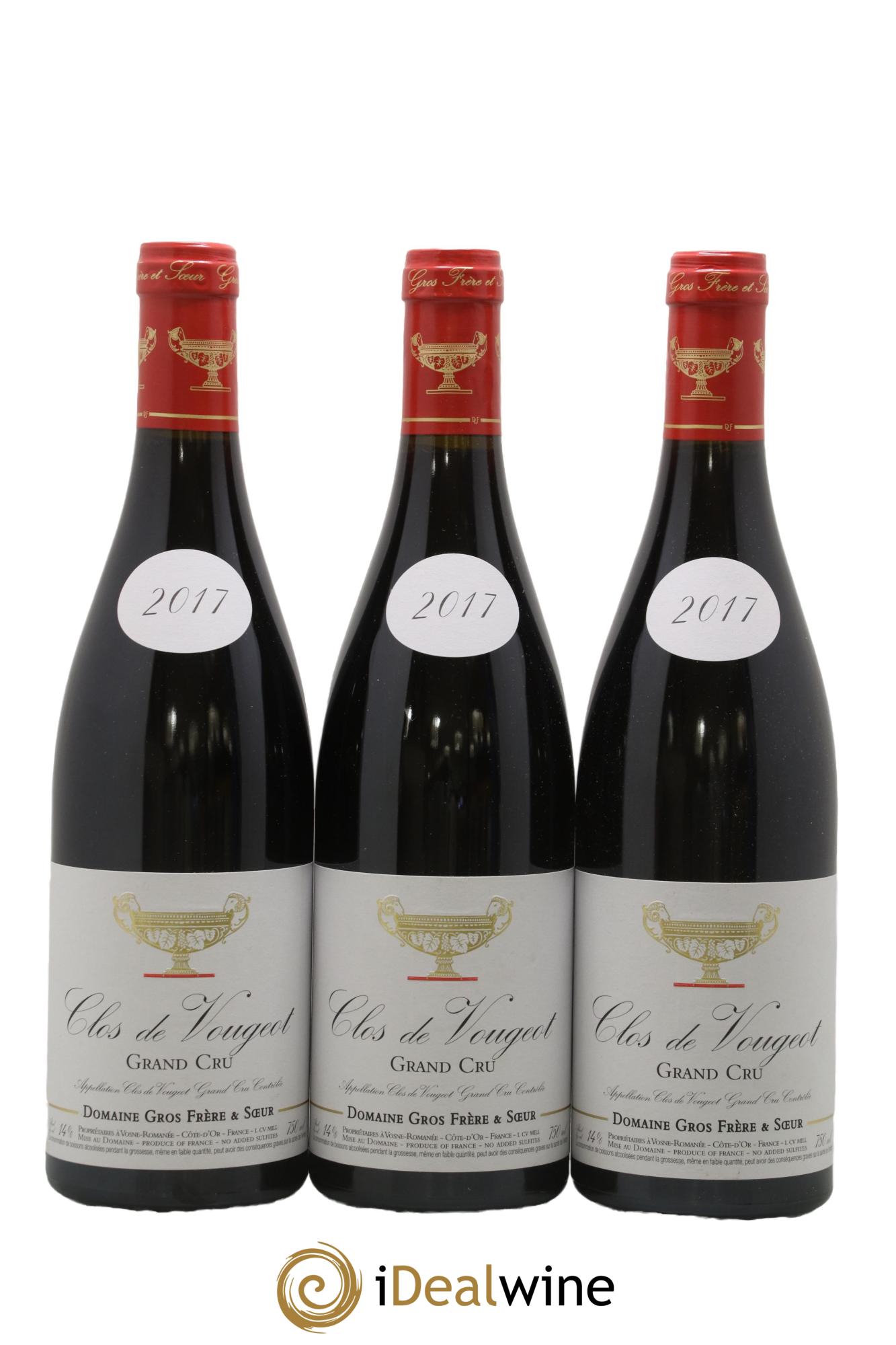 Clos de Vougeot Grand Cru Gros Frère & Soeur 2017 - Lot de 3 bouteilles - 0