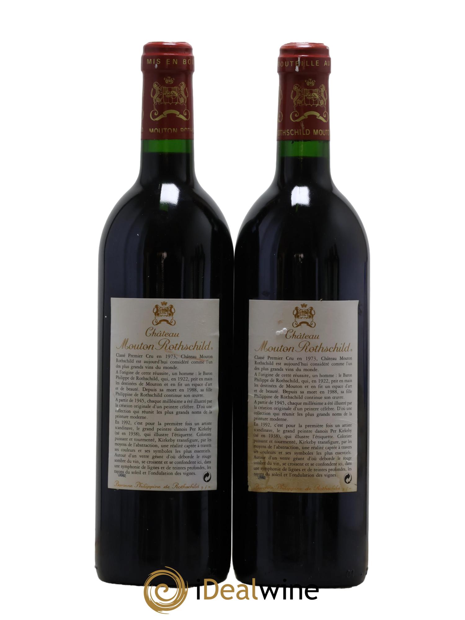 Château Mouton Rothschild 1er Grand Cru Classé 1992 - Lotto di 2 bottiglie - 1