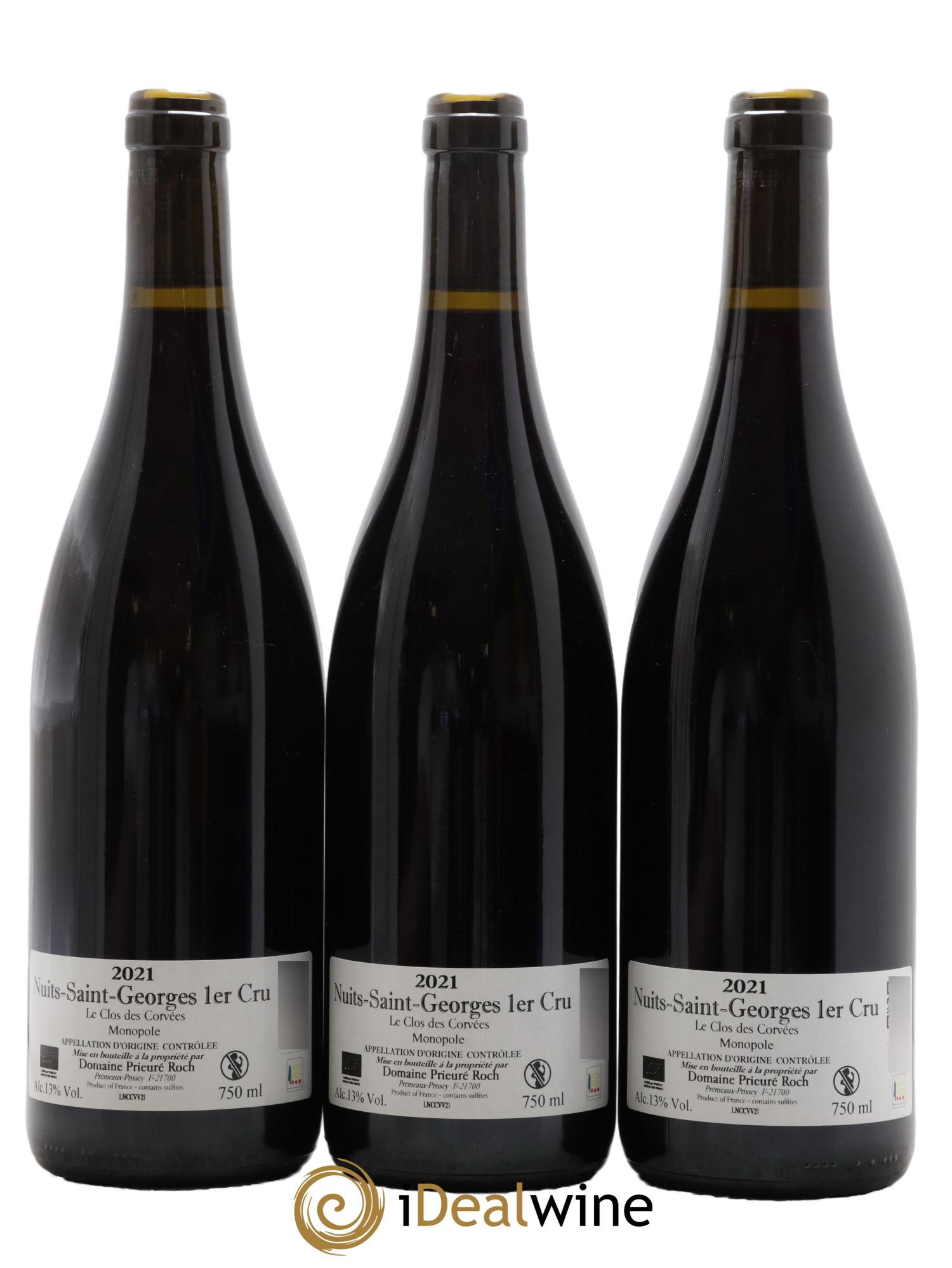 Nuits-Saint-Georges 1er Cru Le Clos des Corvées Vieilles Vignes Prieuré Roch 2021 - Lot de 3 bouteilles - 1