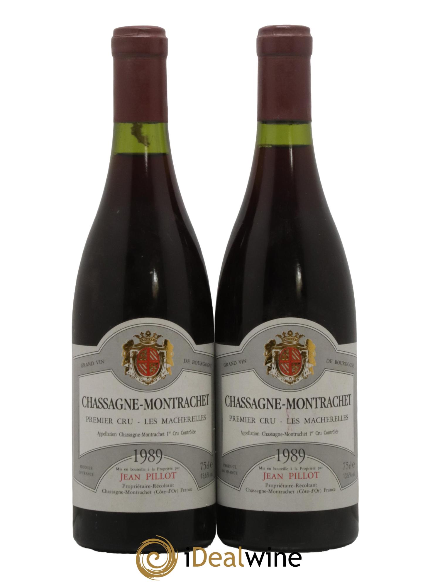 Chassagne-Montrachet 1er Cru Les Macherelles Jean Pillot 1989 - Lot de 2 bouteilles - 0