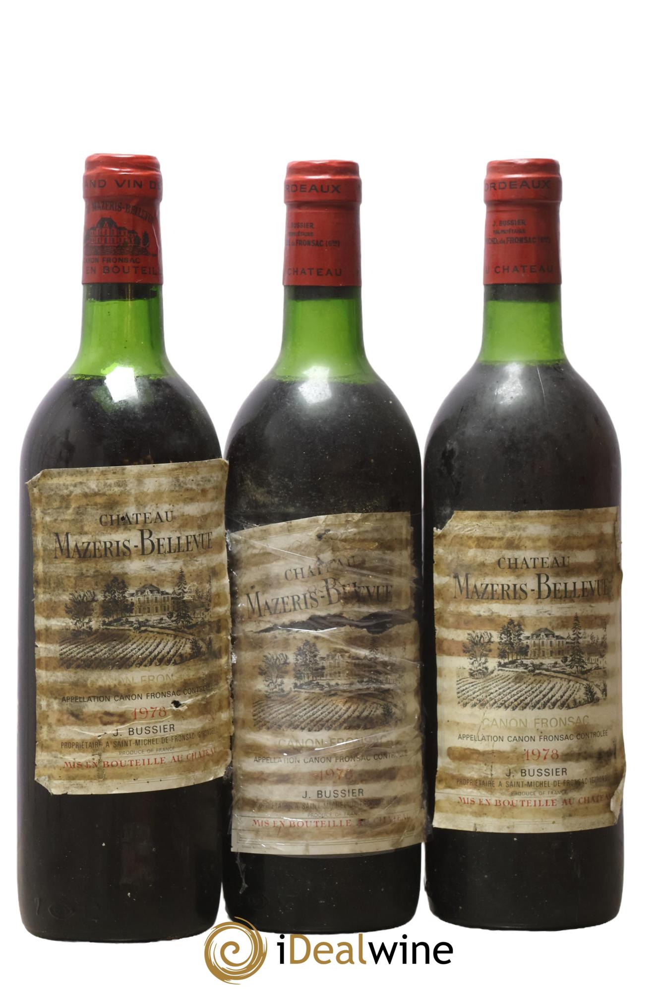 Canon-Fronsac Château Mazeris-Bellevue 1978 - Lotto di 3 bottiglie - 0