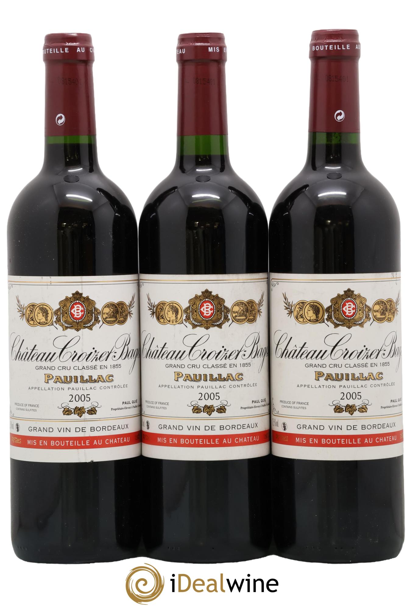 Château Croizet Bages 5ème Grand Cru Classé 2005 - Lot de 3 bouteilles - 0